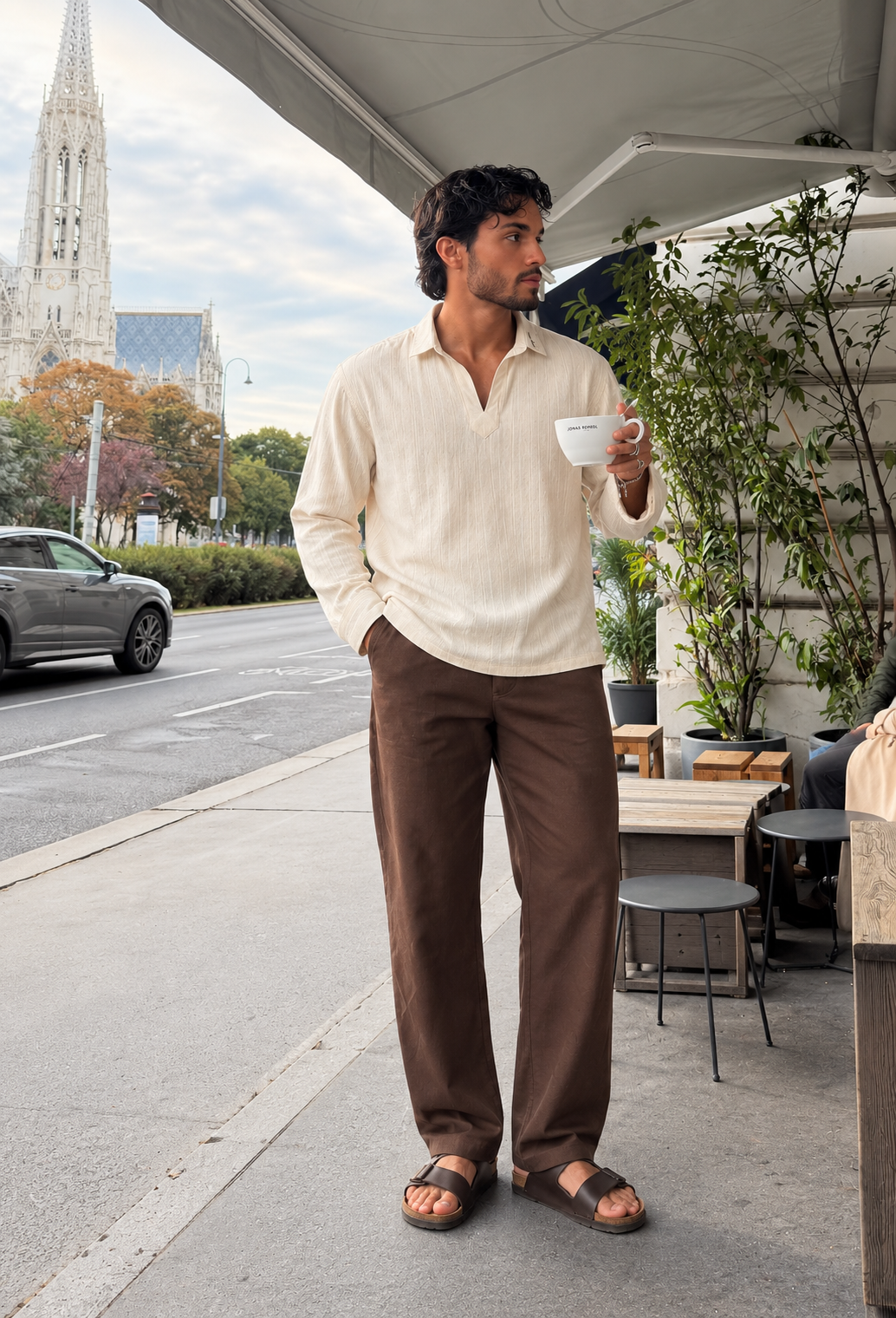 Textured Johnny Collar 100% Cotton Co-ordinated Outfits for Men