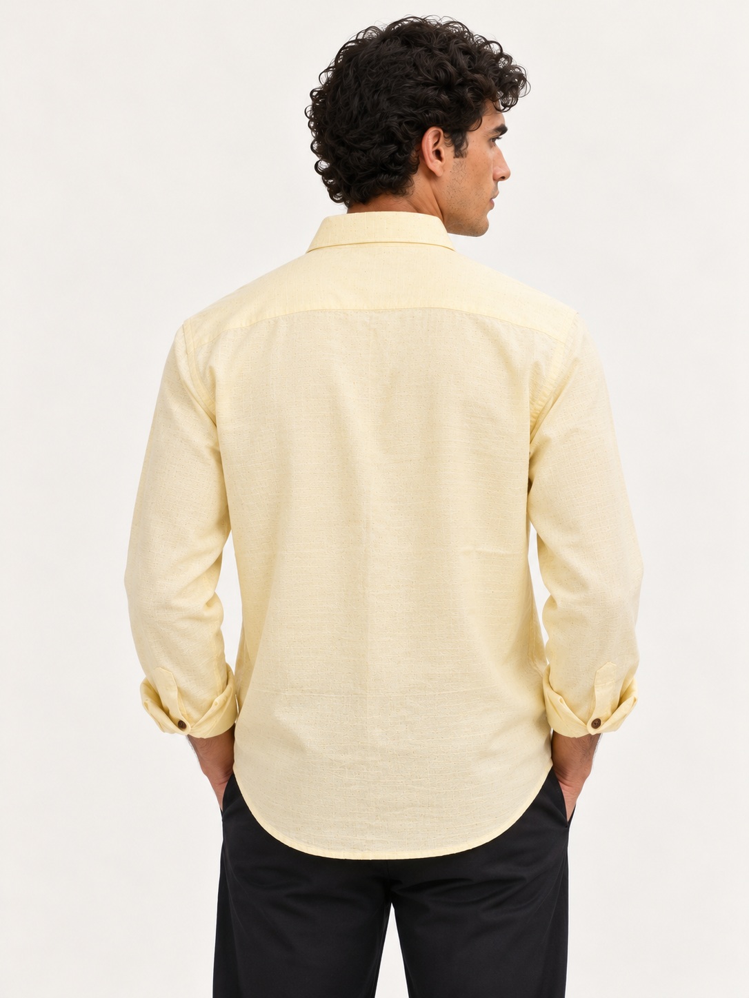Sunset Retreat Cotton Regular Fit Yellow Embroidered Shirt