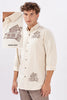 House on Street Cotton Regular Fit Beige Embroidered Shirt