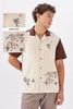Desert Fiesta Box Fit Beige Half Sleeve Embroidered Shirt