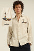 Lighthouse Cotton Regular Fit Beige embroidery Shirt