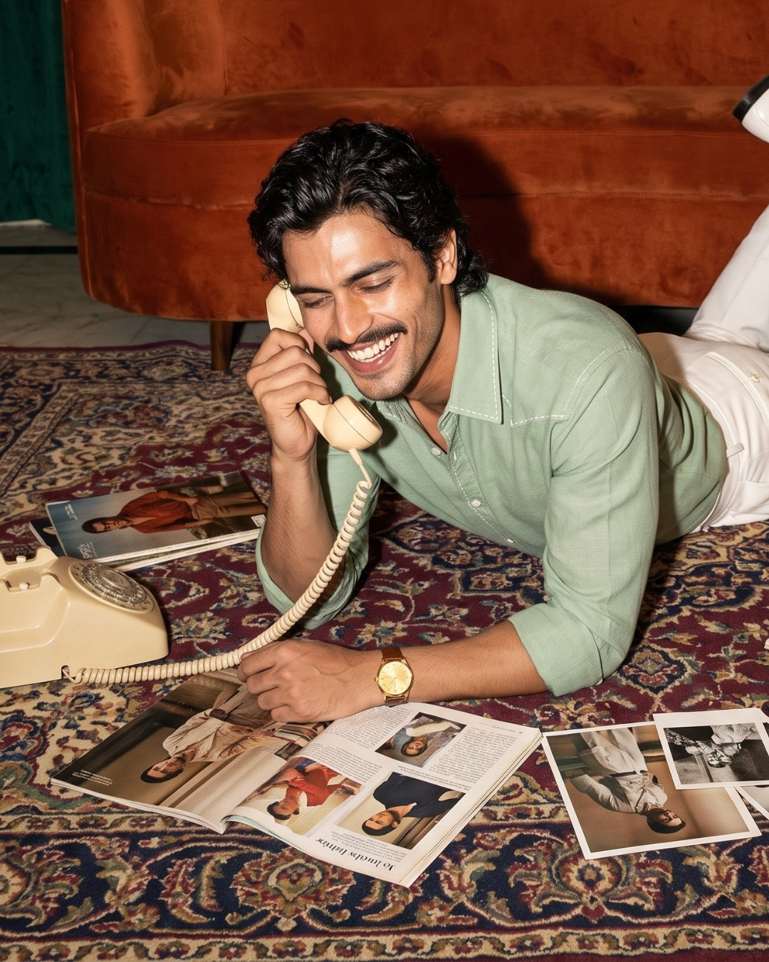 Saddle Stitch Sage Green- Chawal Takka Stitch Spread Collar Shirt