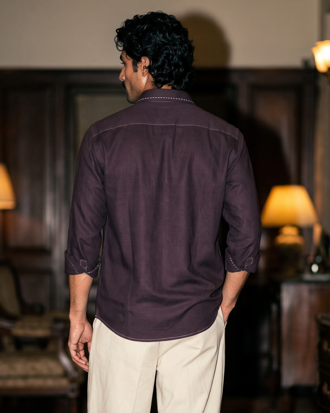 Plum Maroon – Chawal Takka with Double Pocket Shirt