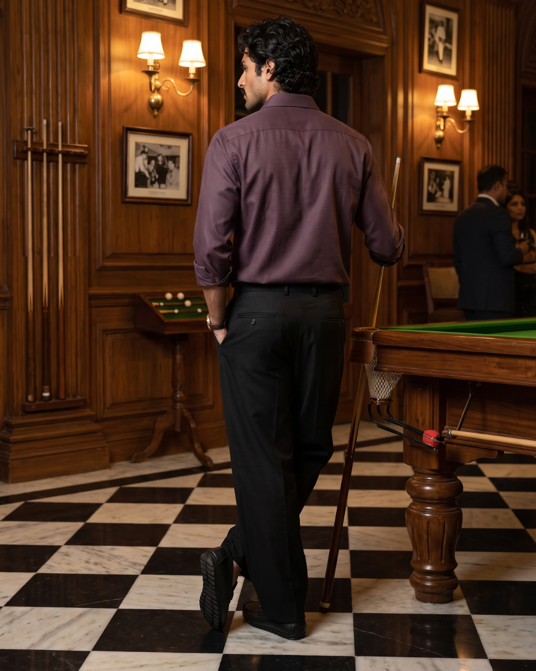 Plum Micro Jacquard 100% Cotton Cooper Collar Shirt