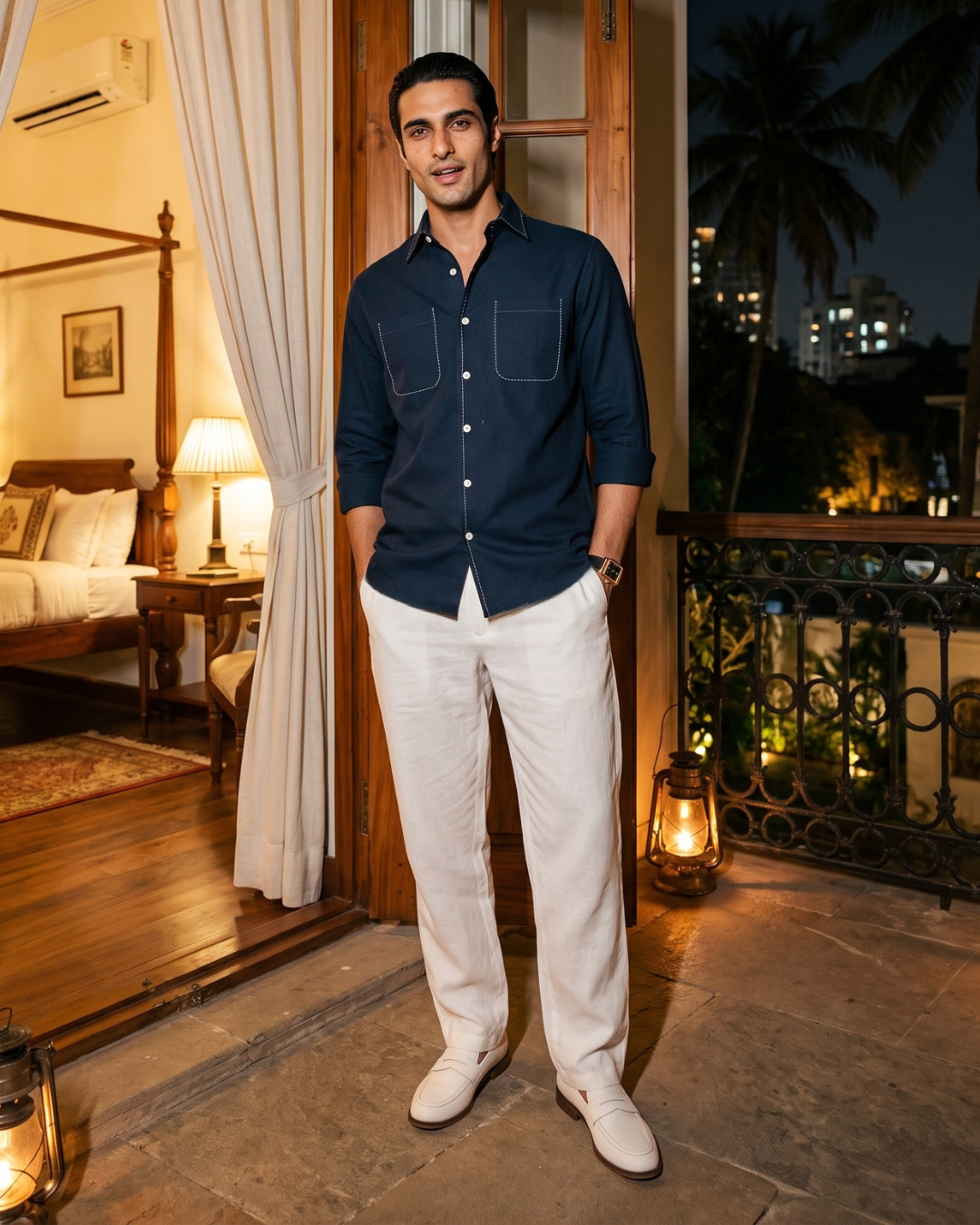 Midnight Blue – Chawal Takka with Double Pocket Shirt
