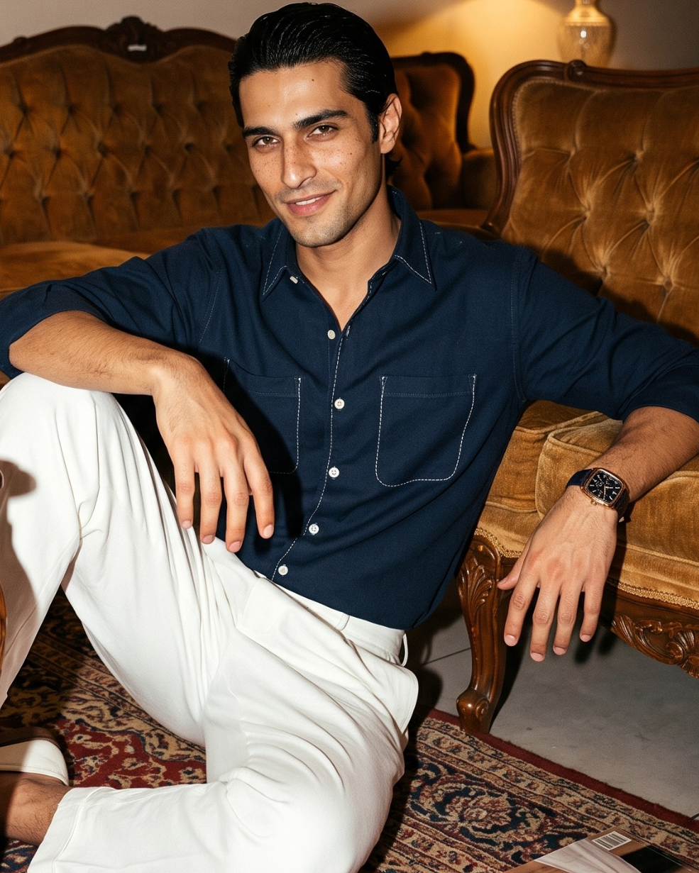 Midnight Blue – Chawal Takka with Double Pocket Shirt