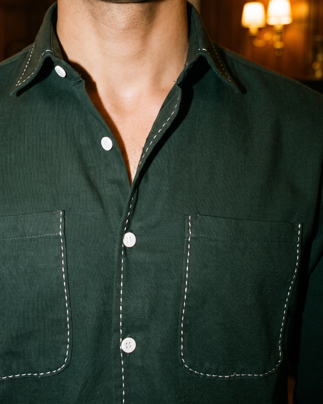 Forest Green – Chawal Takka with Double Pocket Shirt