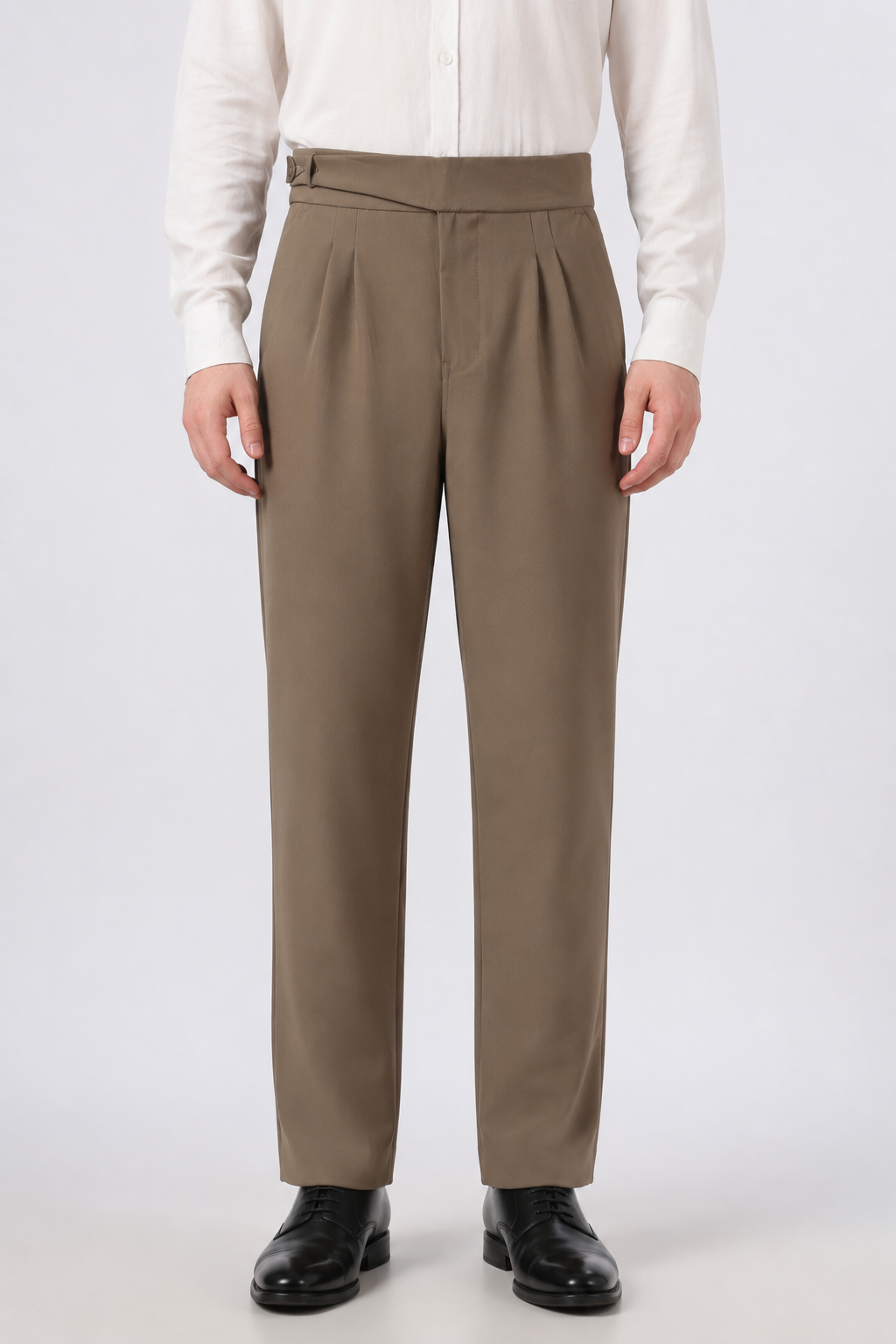 Taupe Tailored Khaki Straight Fit Pants
