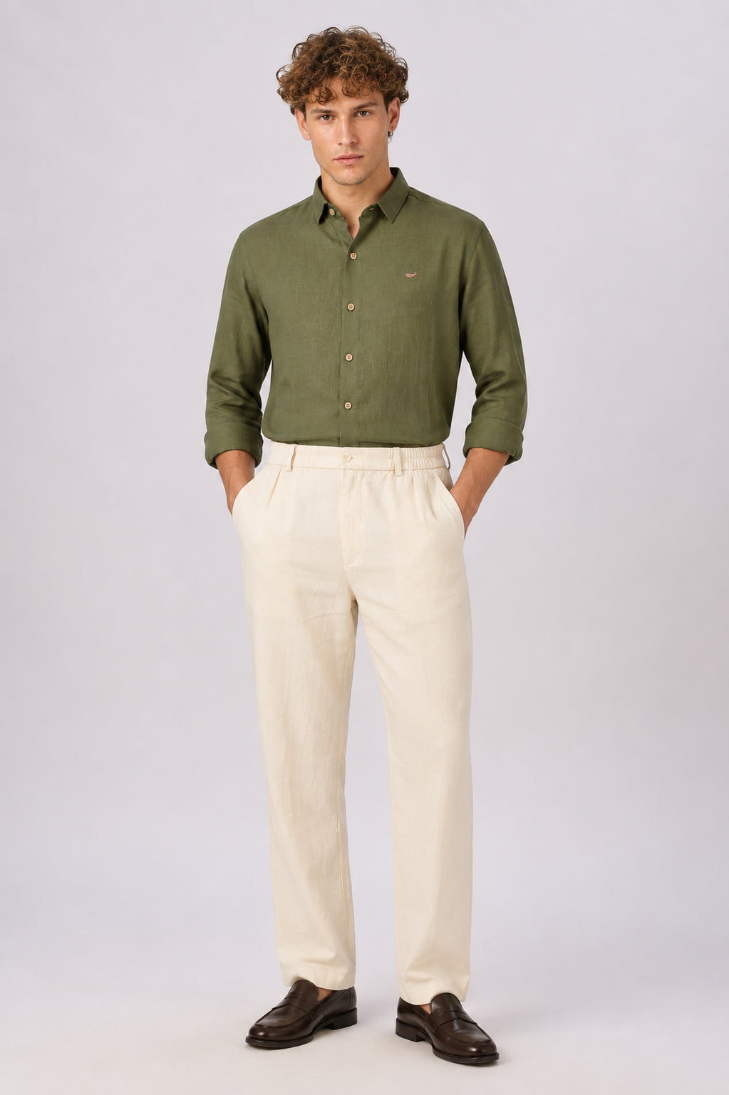 Green 100% Linen Cotton Co-ordinated Outfits for Mens