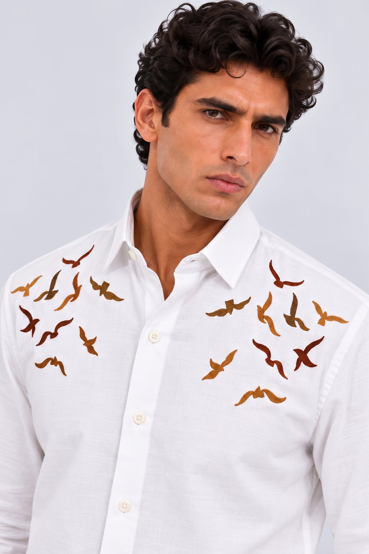 Internet's Viral Cotton Regular Fit White Embroidery Shirt