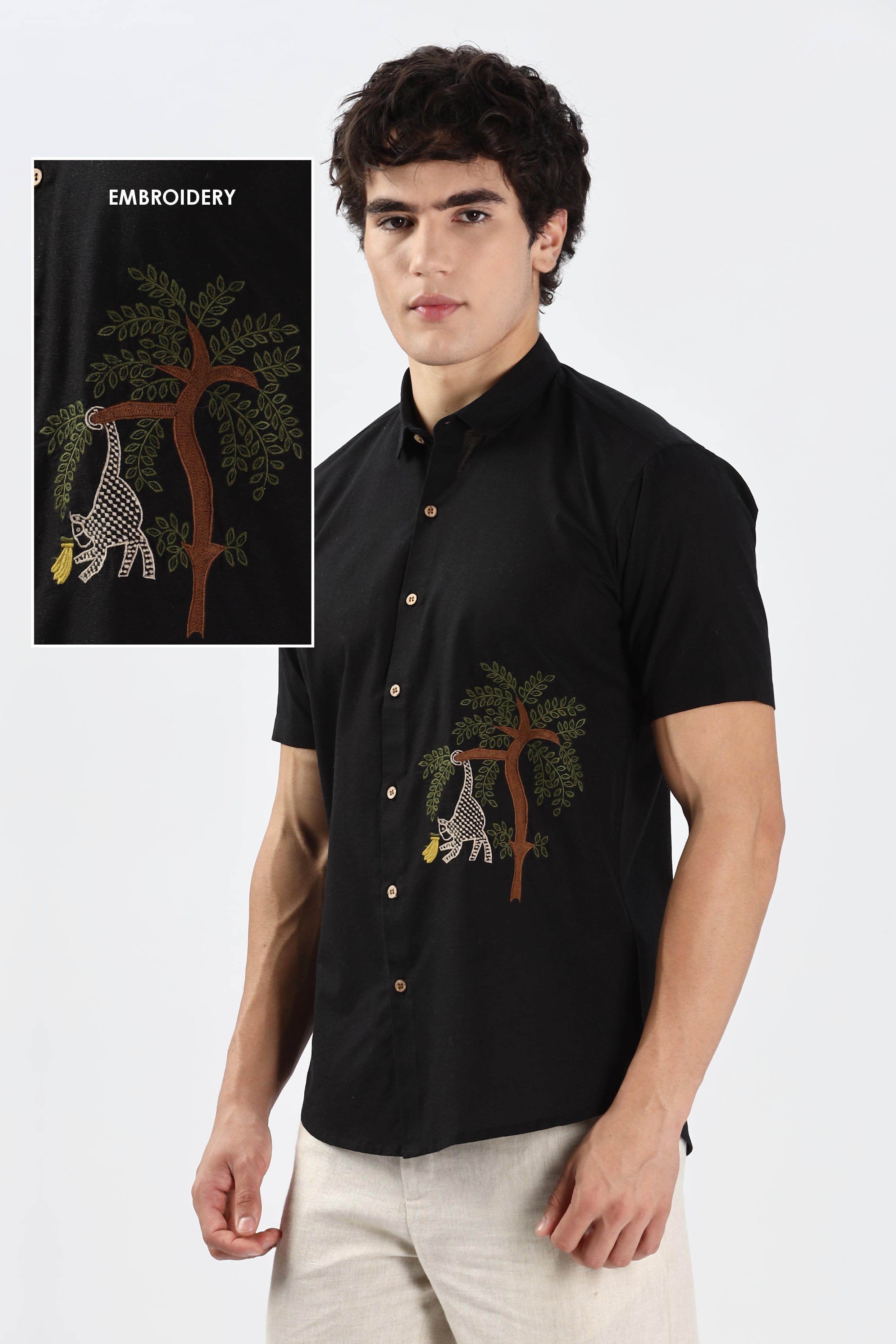 Monkeyin' Around Embroidery Classic Fit Shirt