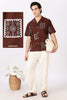 Desert Mosaic Cotton Box Fit Brown Embroidered Shirt