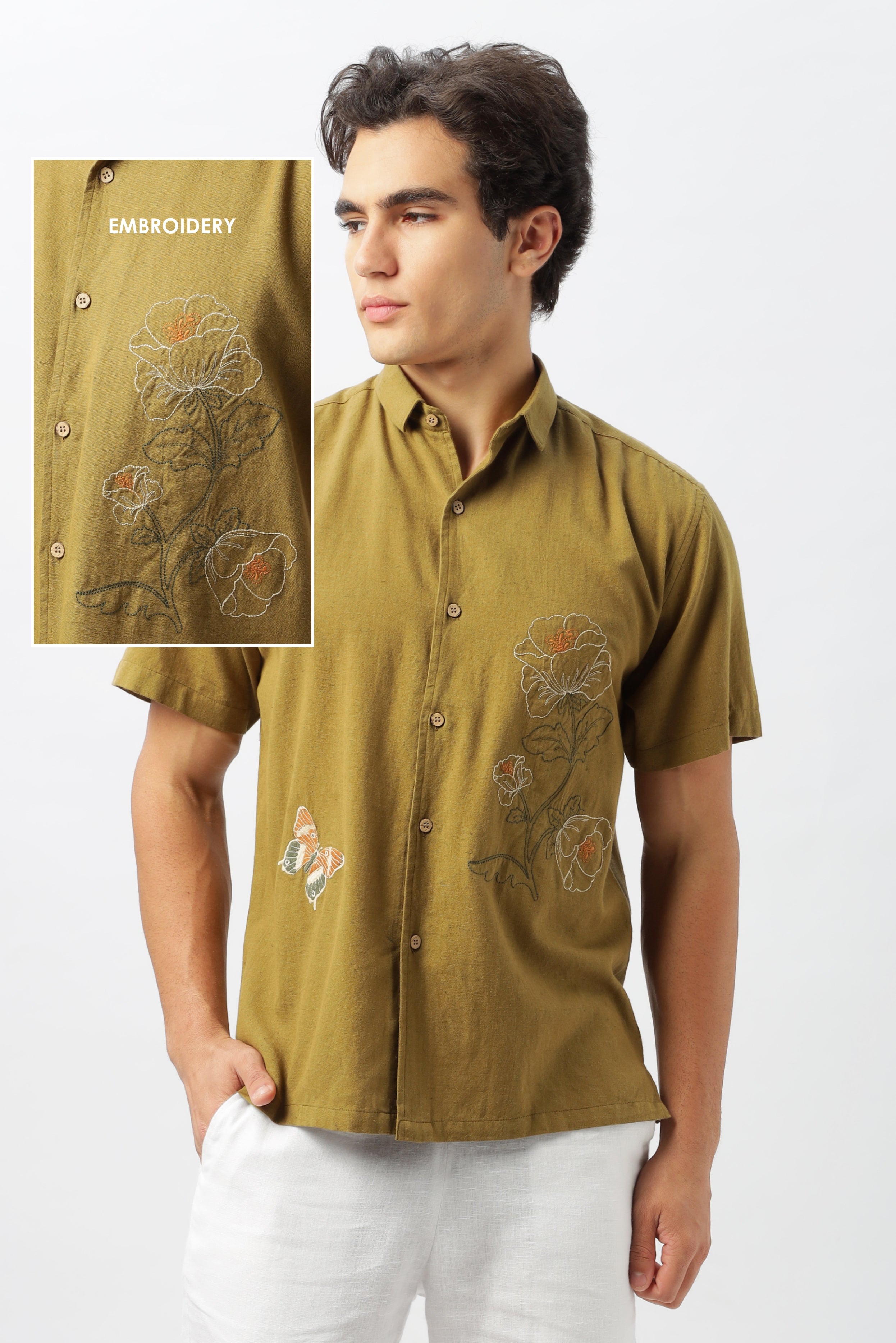 Petalscape Embroidered Classic Fit Shirt