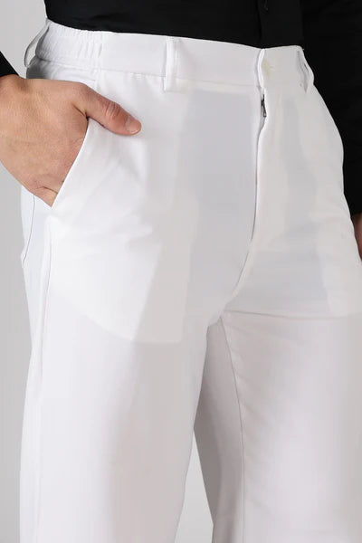 Classic Structured Parallel Fit White Pants