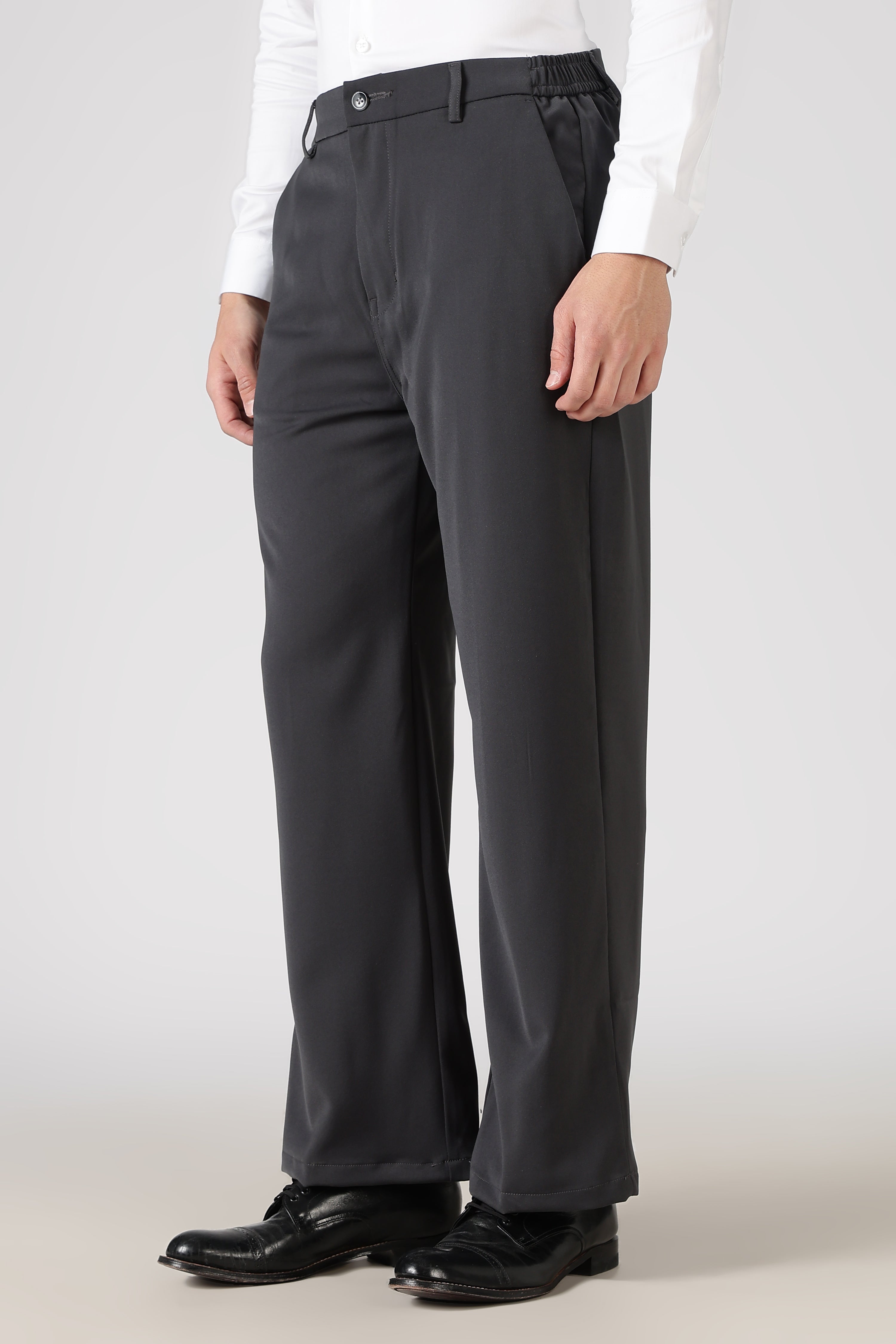 Classic Structured Parallel Fit Grey Pants