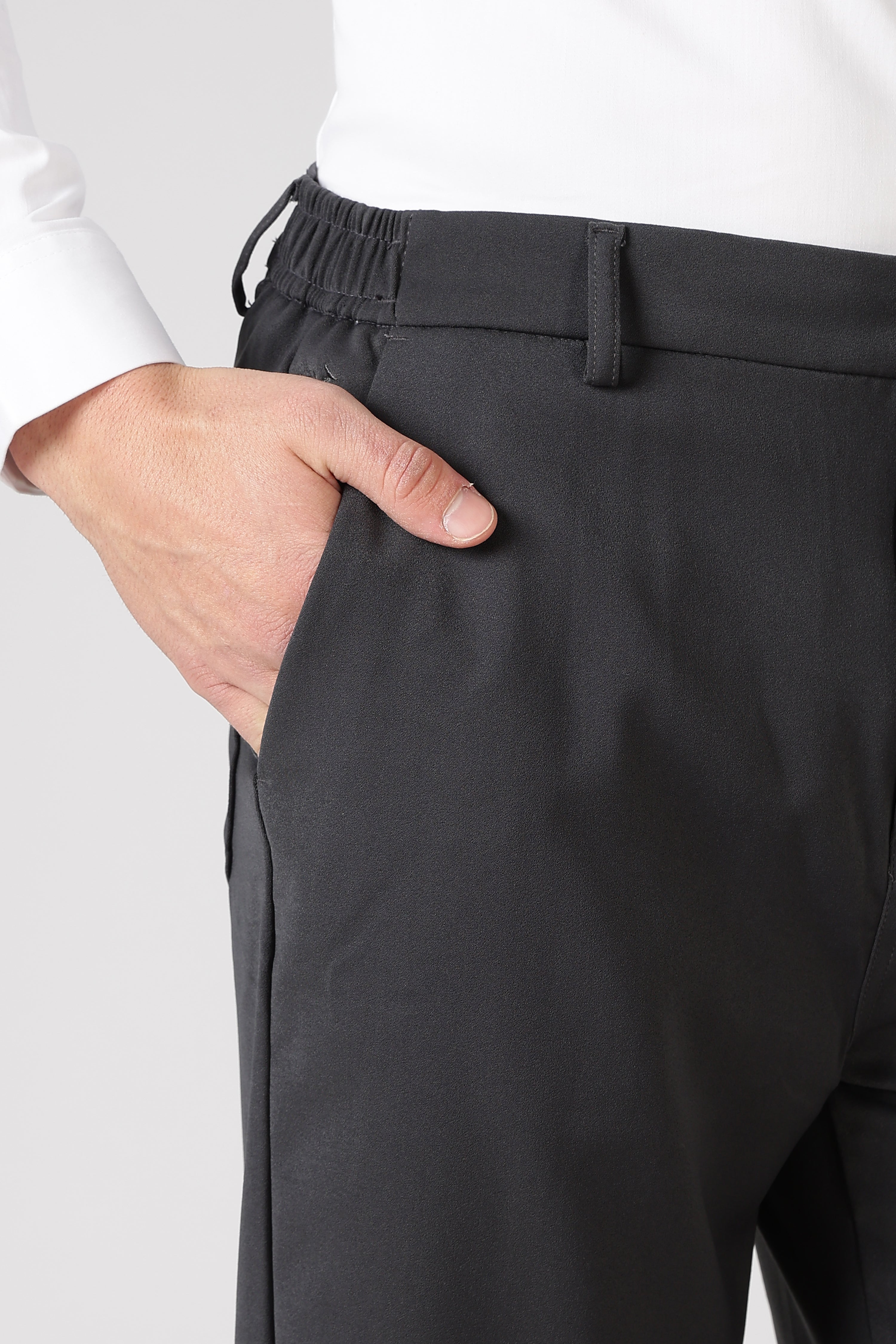 Classic Structured Parallel Fit Grey Pants
