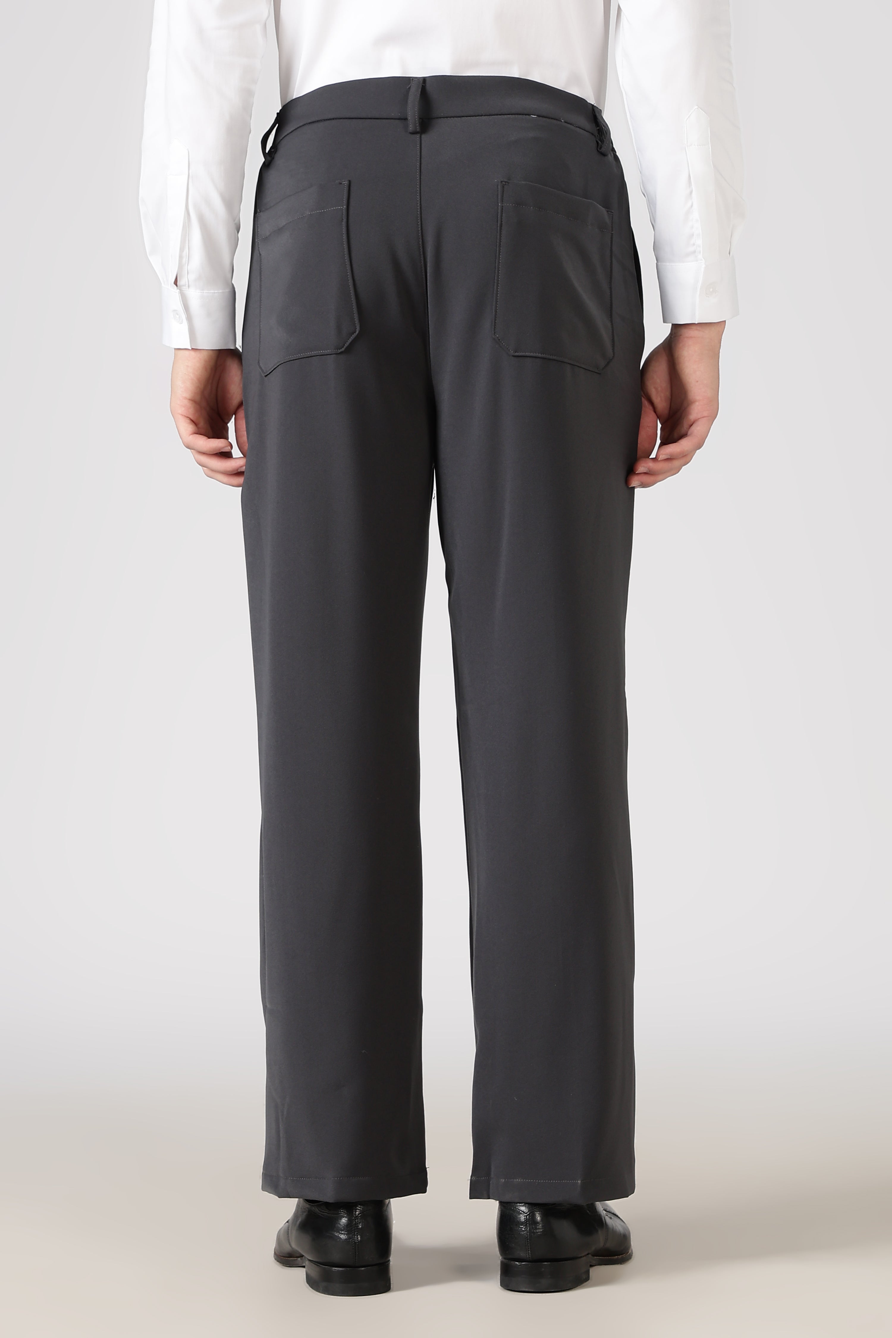Classic Structured Parallel Fit Grey Pants