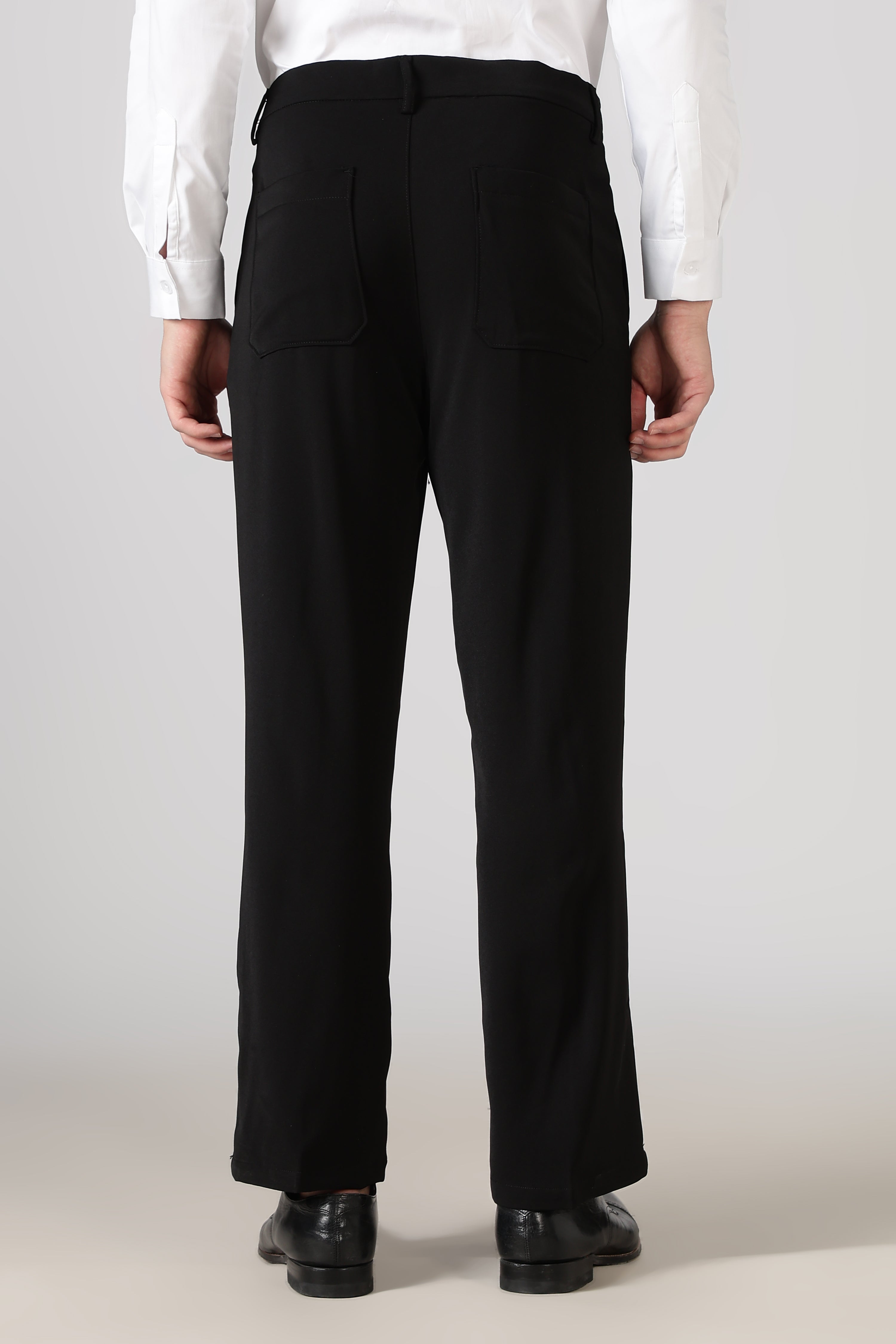Classic Structured Parallel Fit Black Pants