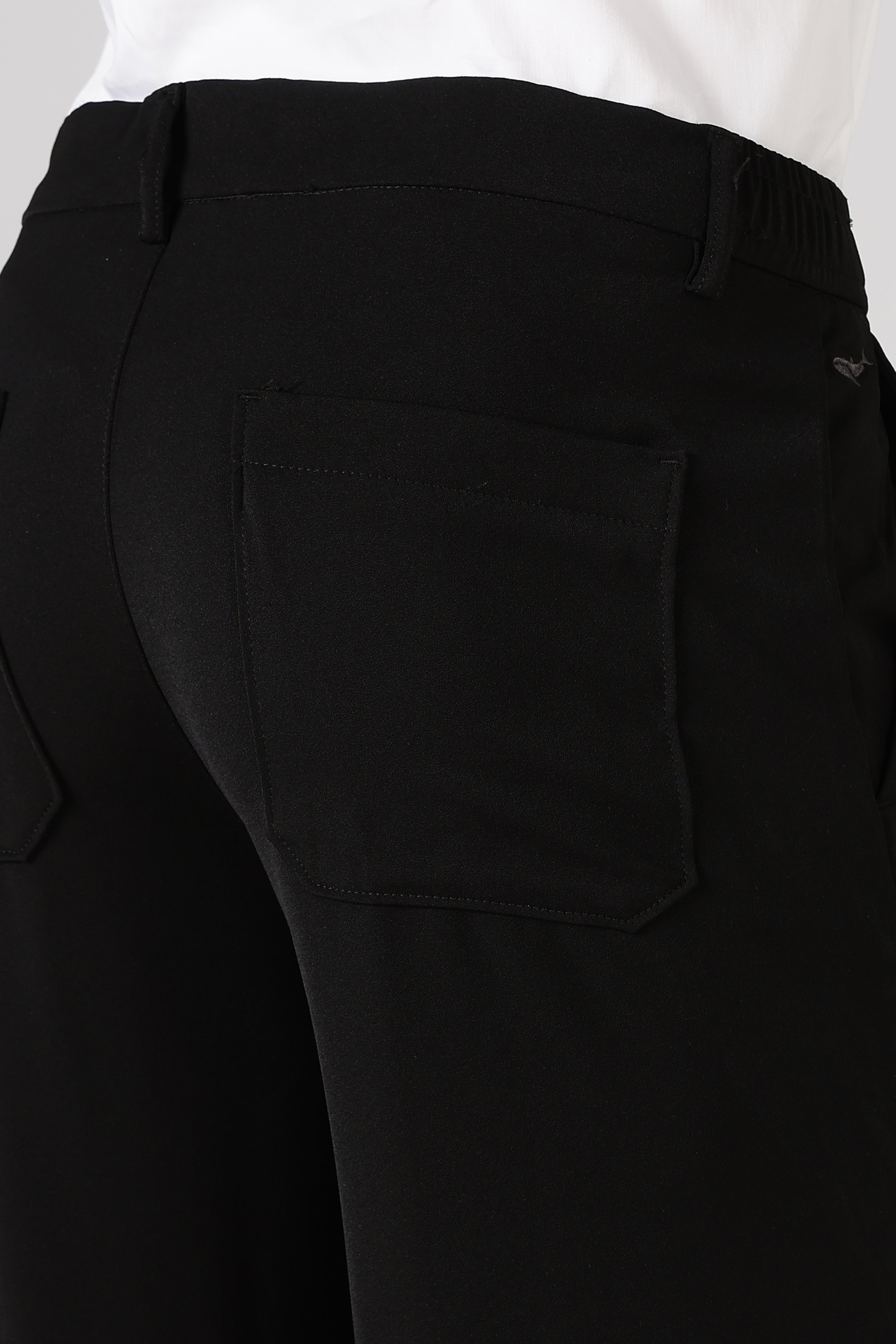 Classic Structured Parallel Fit Black Pants