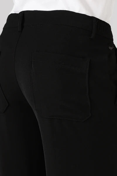 Classic Structured Parallel Fit Black Pants