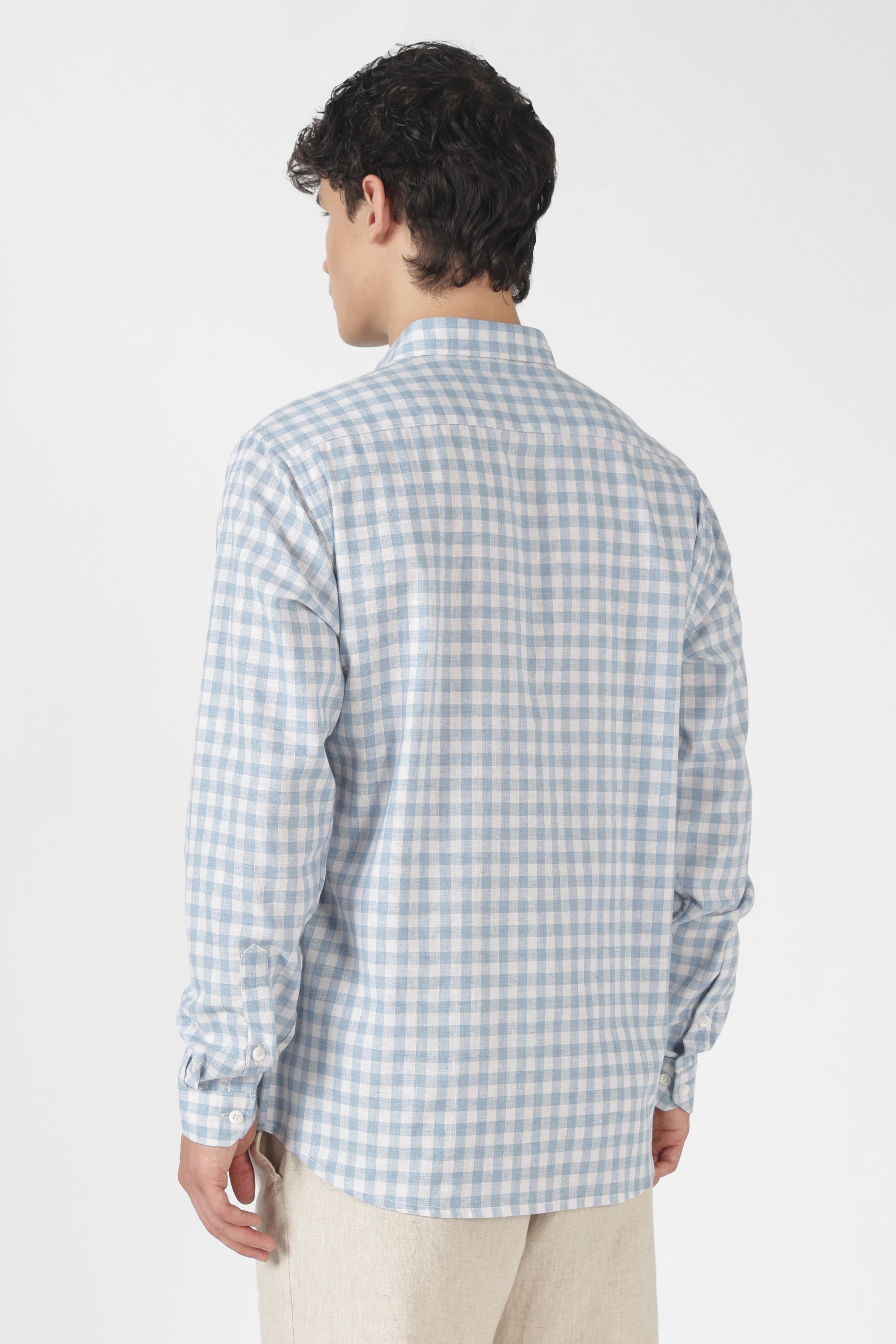 Sky Balloon House Cotton Regular Fit Sky Blue Embroidered Shirt