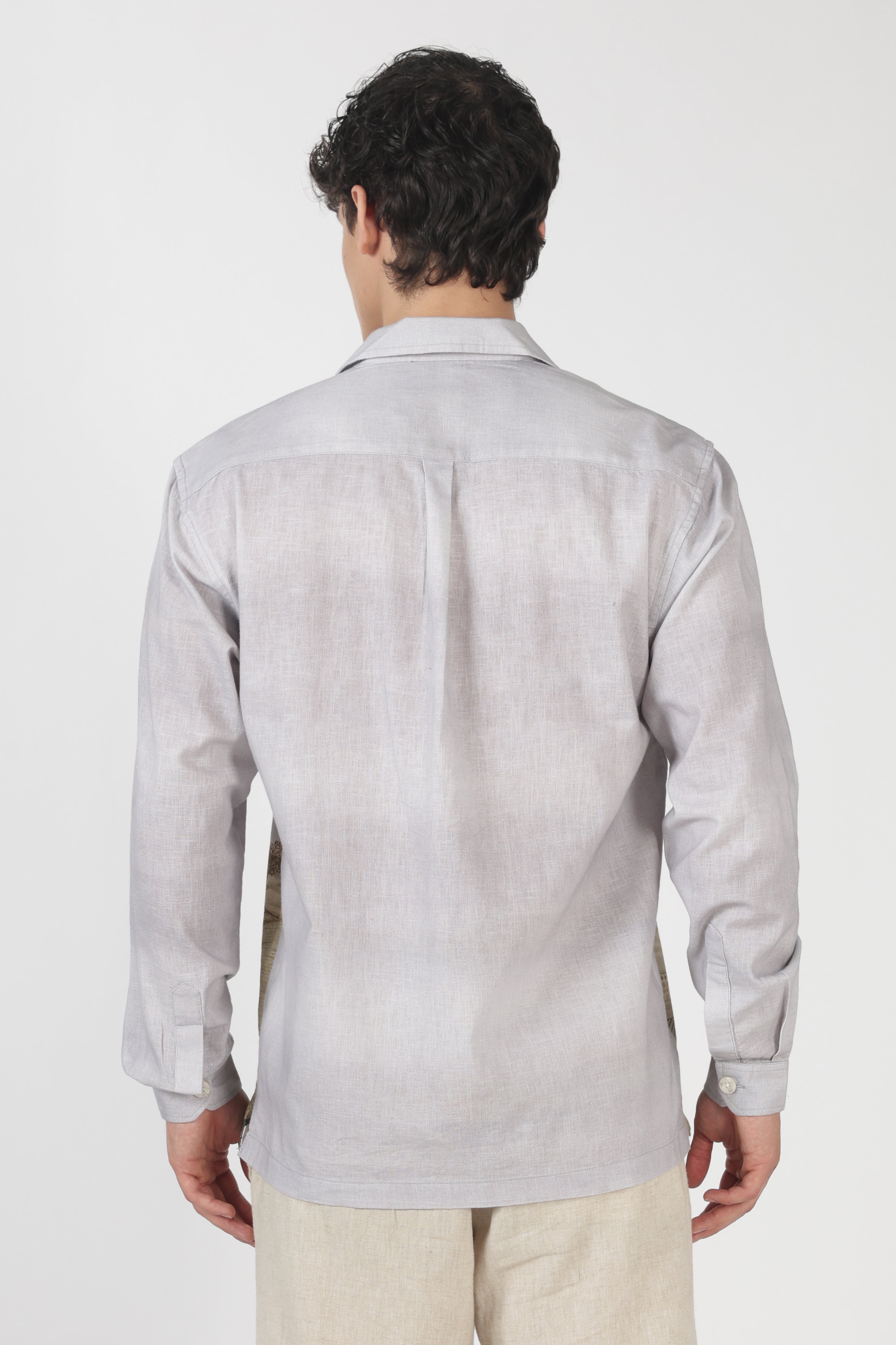 Countryside Cotton Box Fit Full Sleeve Grey Printed Shirt