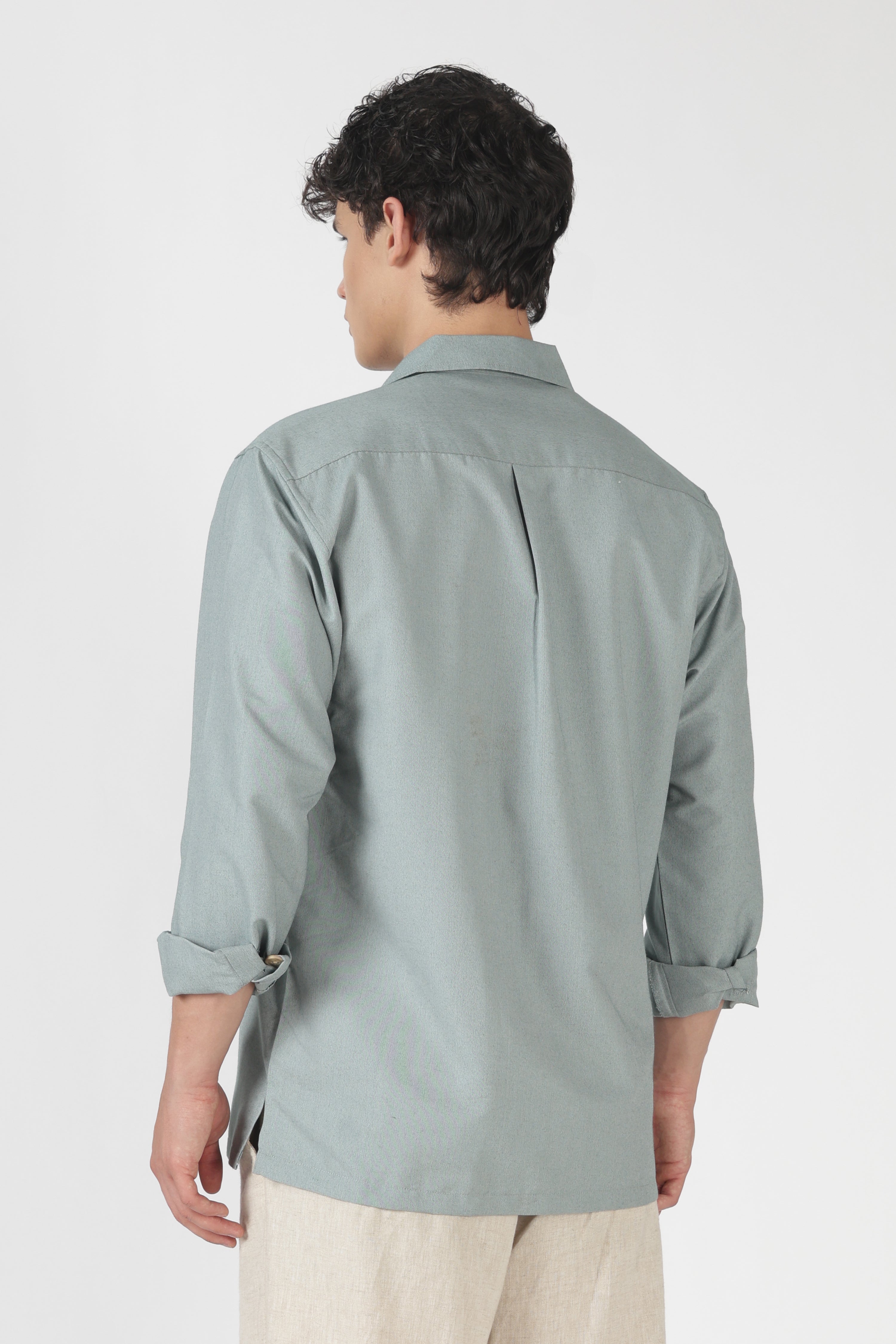 Timber Trail Stag Cotton Box Fit Sky Blue Embroidered Shirt
