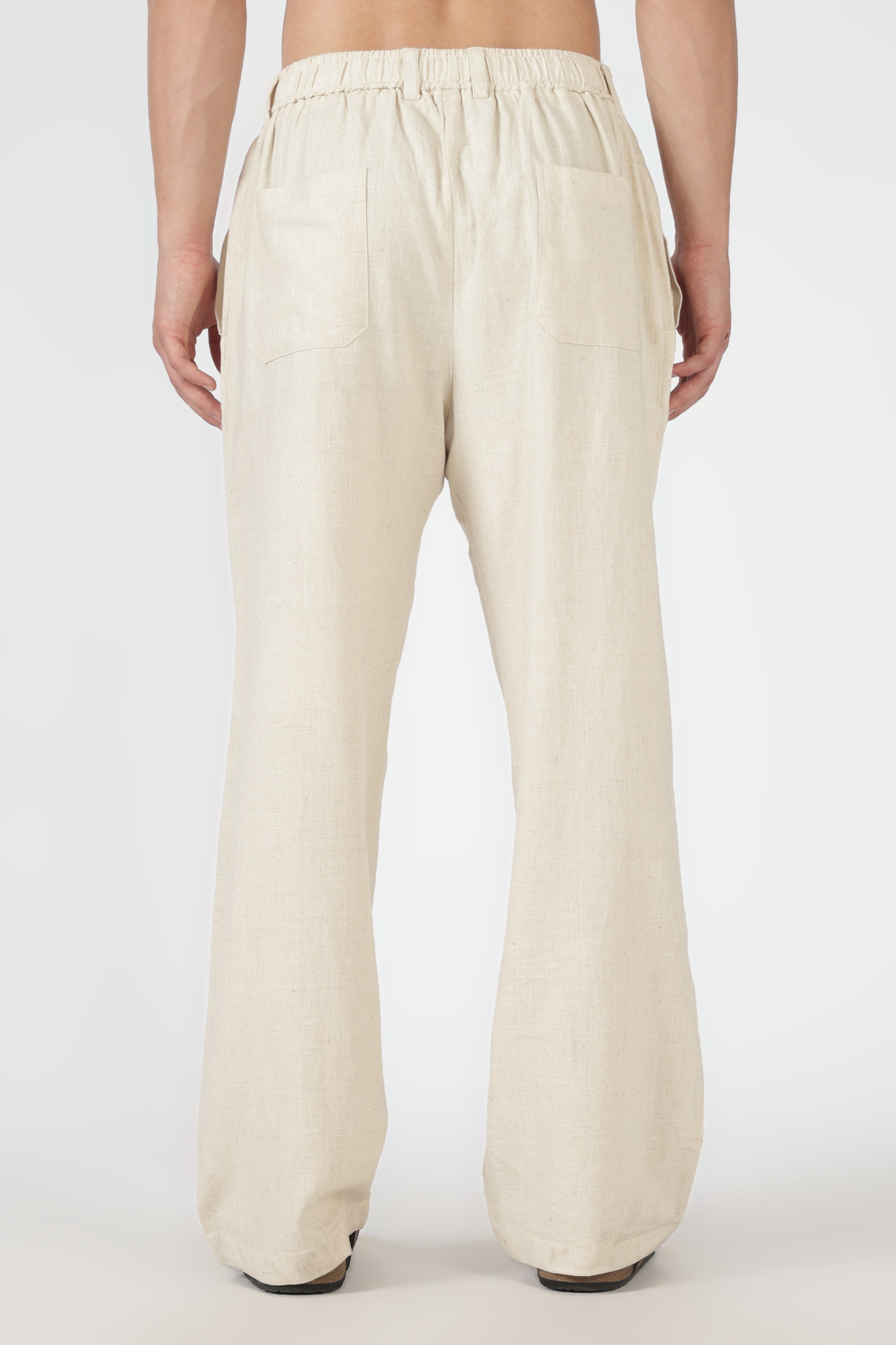 Savannah Trail Linen Style Relaxed Fit Beige Printed Pant