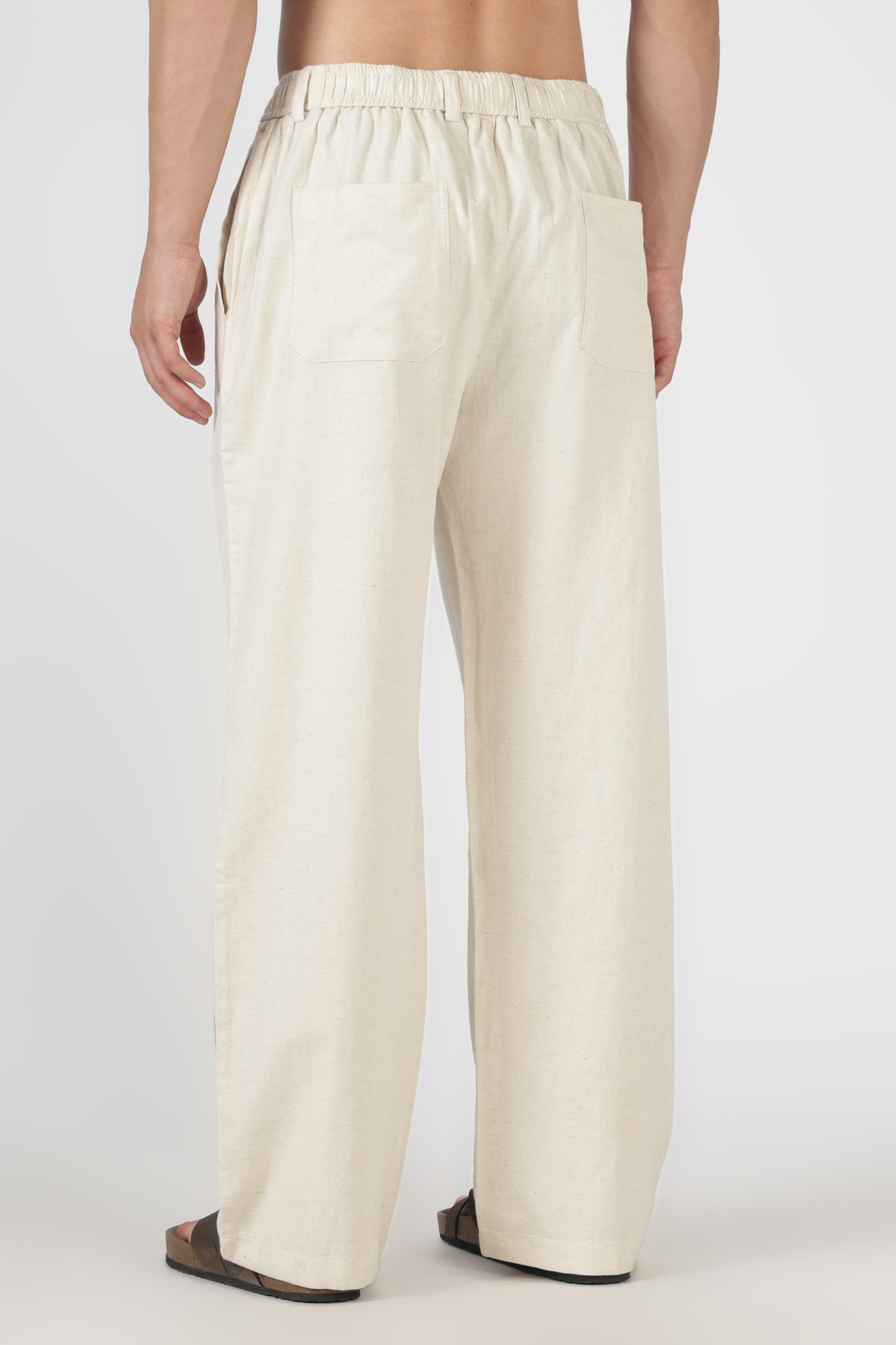 Frontier Spirit Linen Blend Relaxed Fit Beige Printed Pant