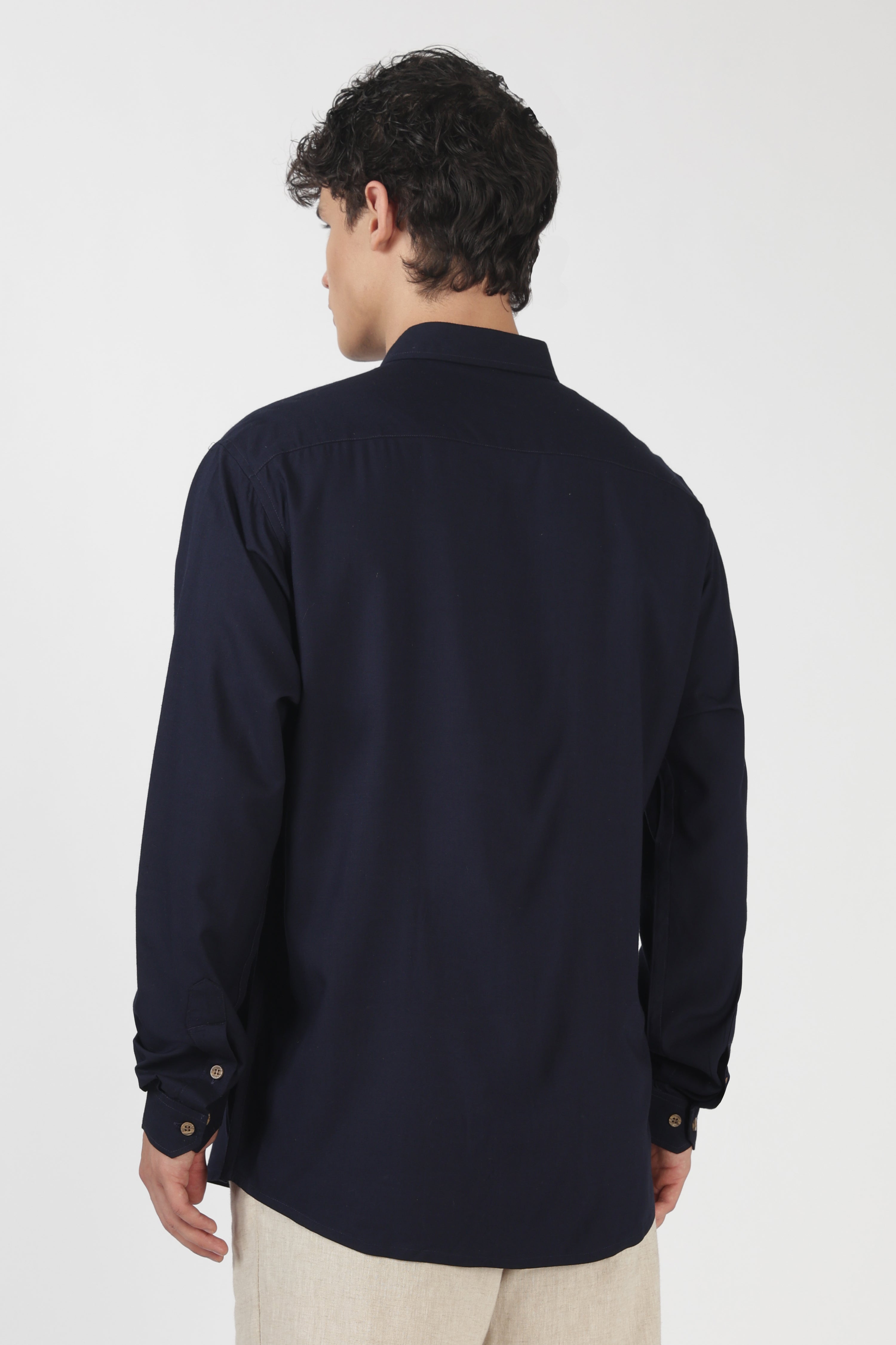 Striking Eagle Cotton Regular Fit Blue Embroidered Shirt