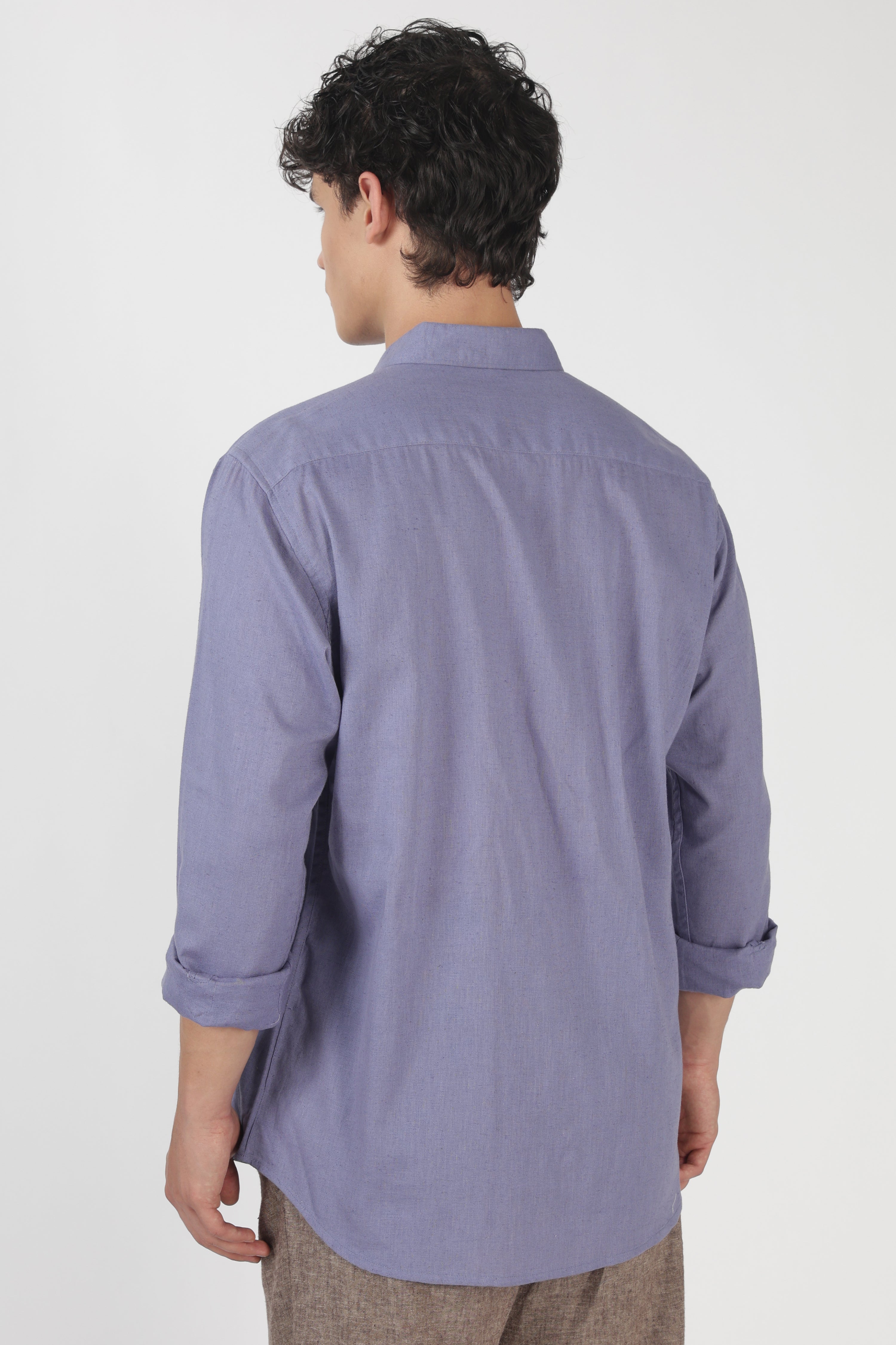 Whiskey Tales Cotton Regular Fit Purple Embroidered Shirt