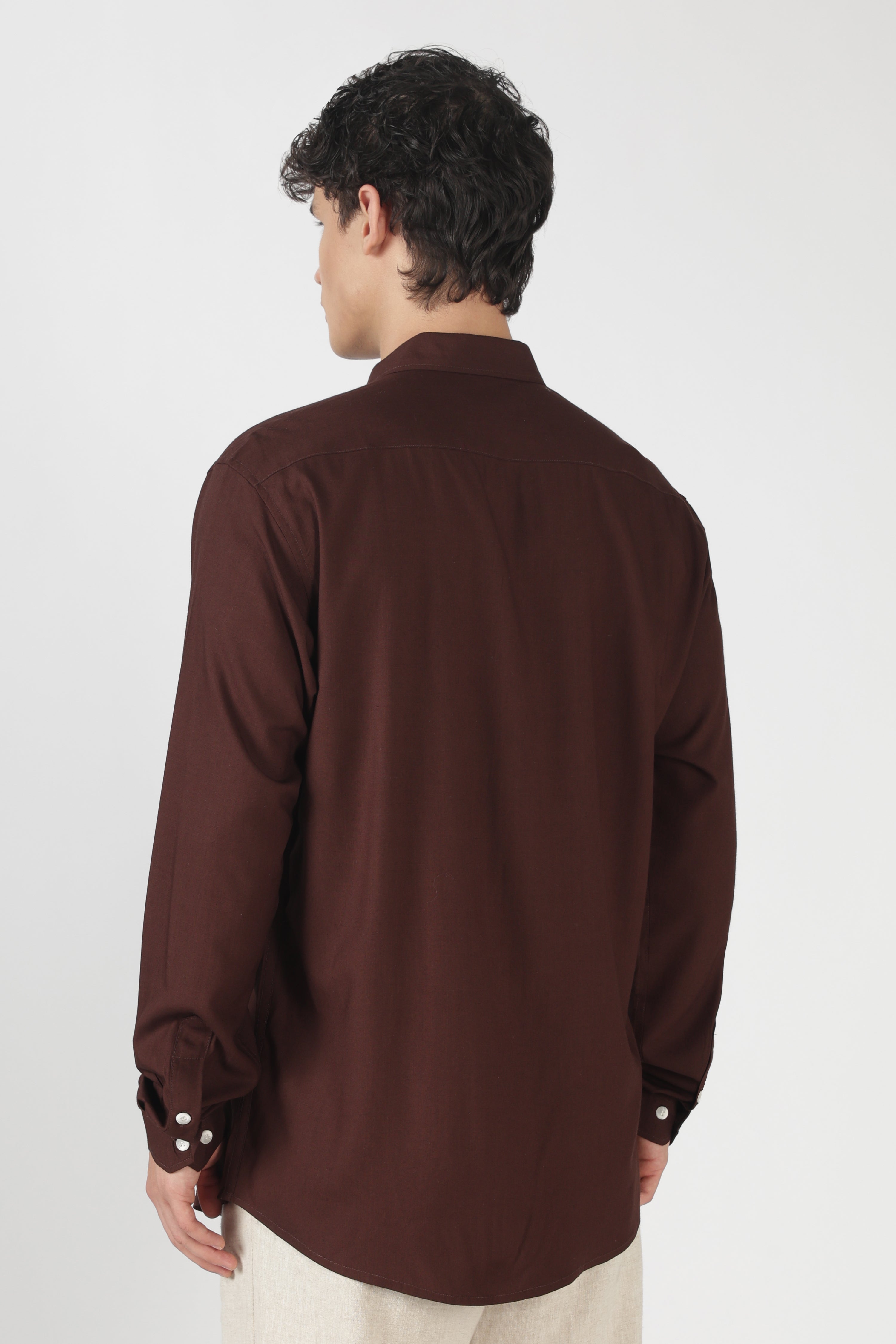 Casino Poker Cotton Regular Fit Chocolate Brown Embroidered Shirt