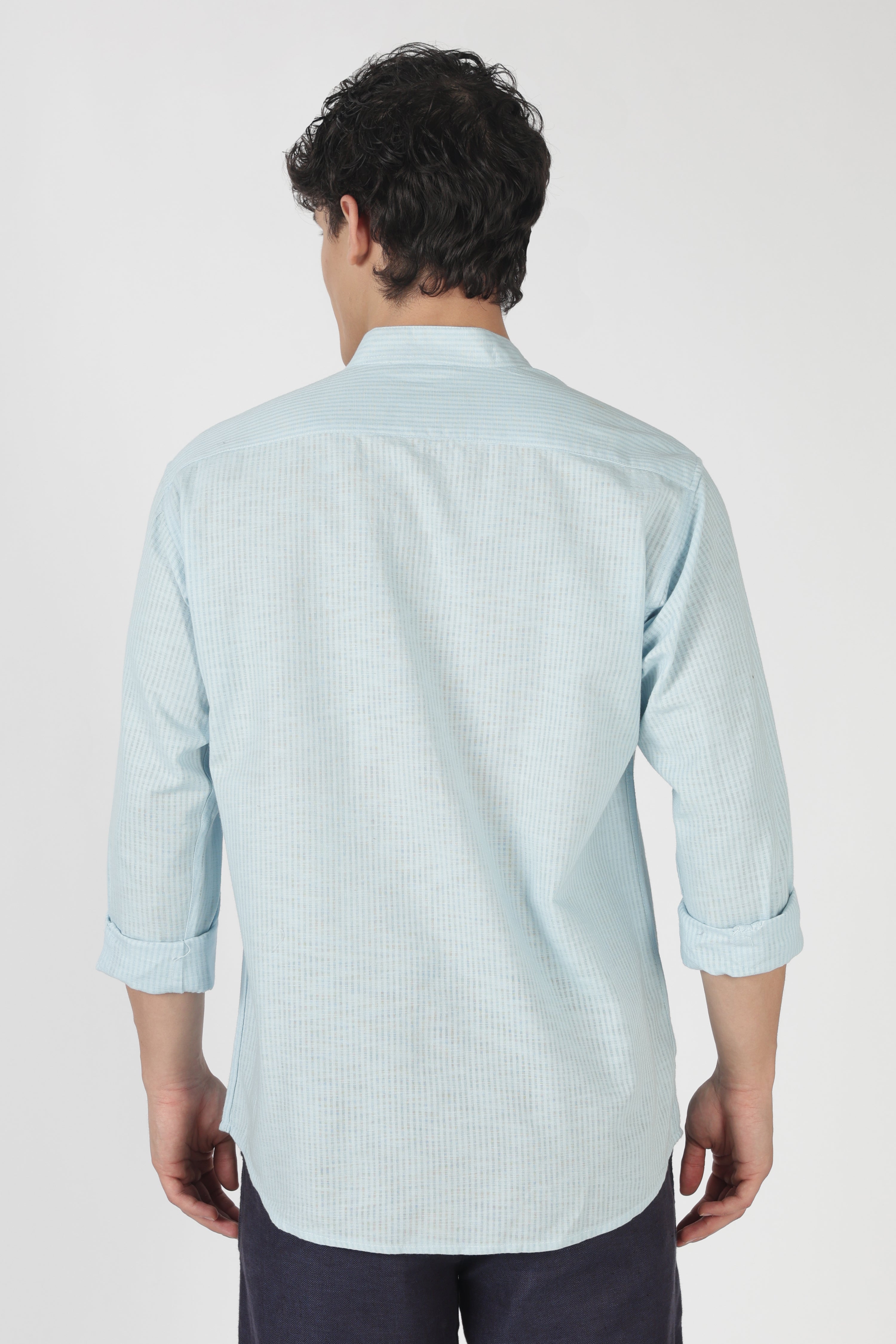 Cloudline Cotton Regular Fit Sky Blue Embroidered Shirt