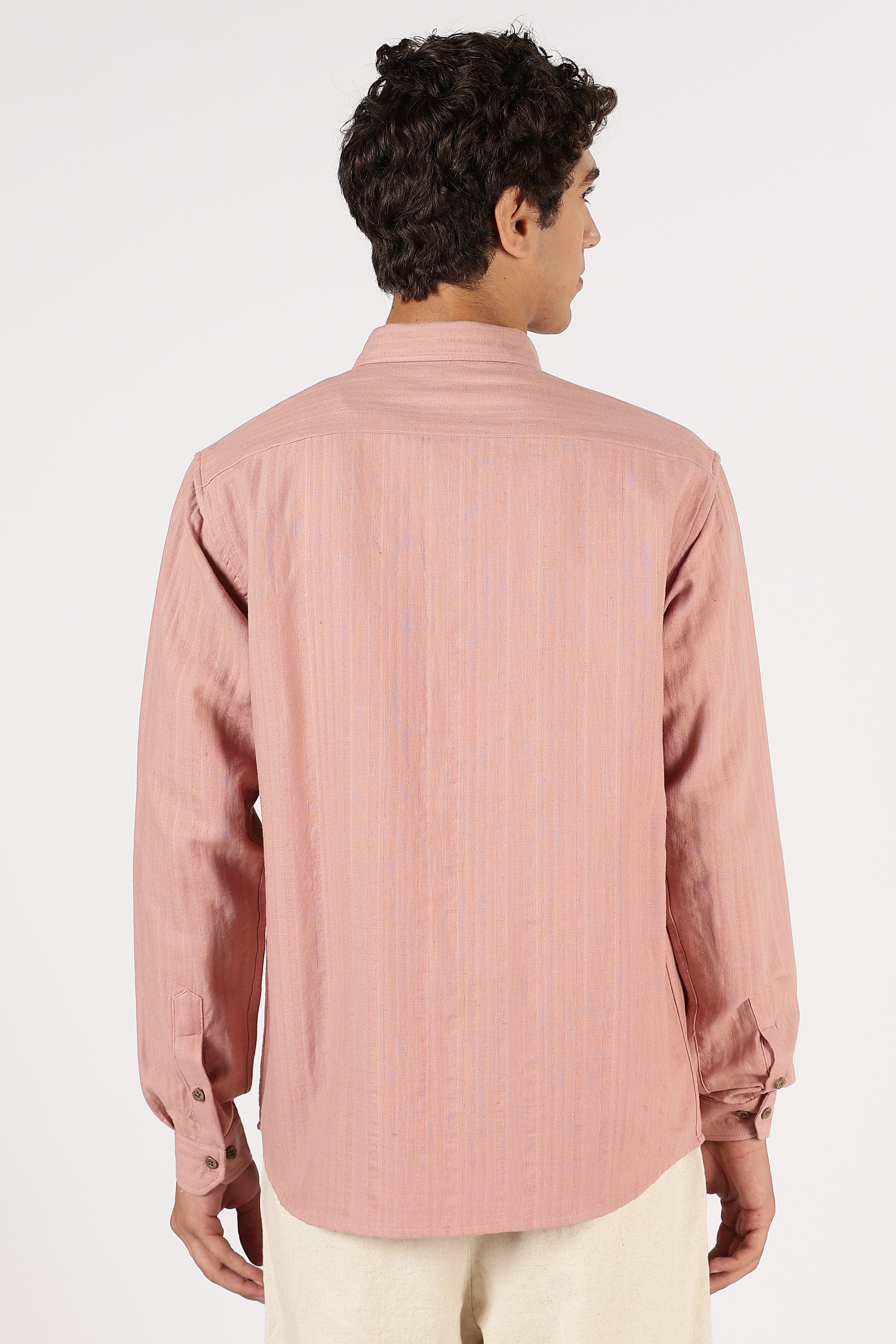 Subtle Cherry Cotton Regular Fit Blush Pink Striped Shirt