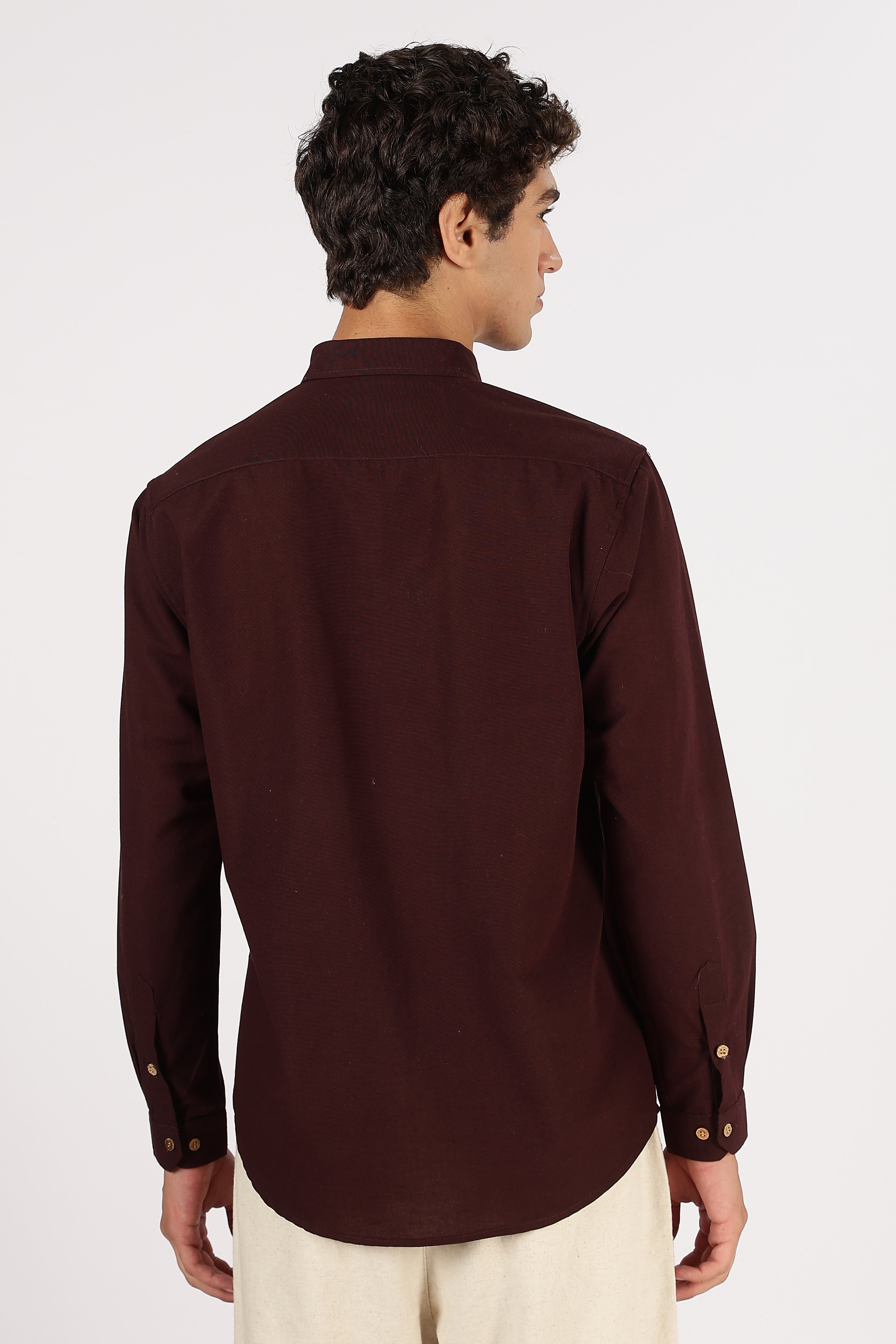 Rio & Oslo Graphic Cotton Regular Fit Brown Embroidered Shirt