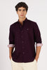Burgundy Crest Cotton Regular Fit Purple Embroidered Shirt