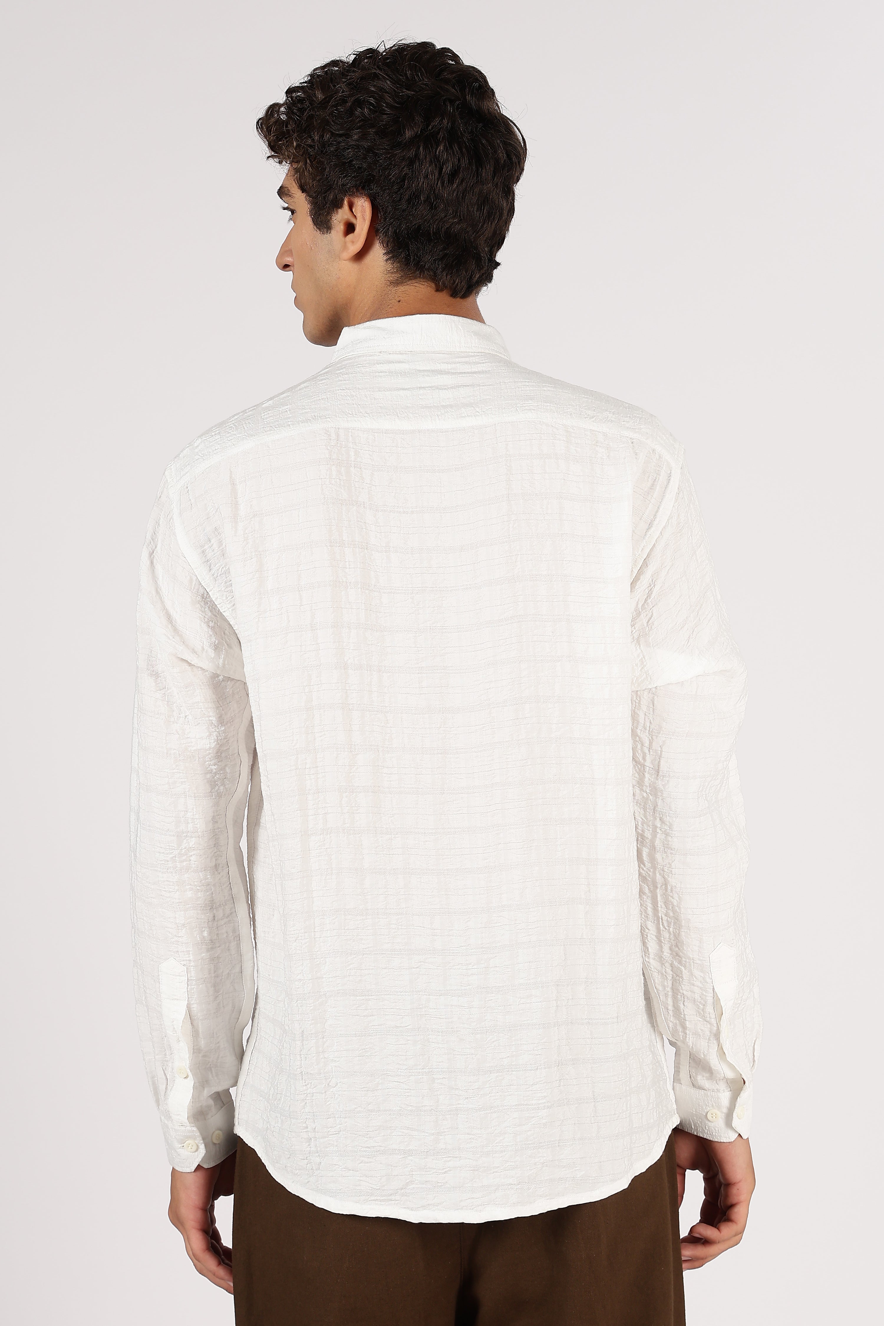 Crimson Phoenix Cotton Regular Fit White Embroidered Shirt