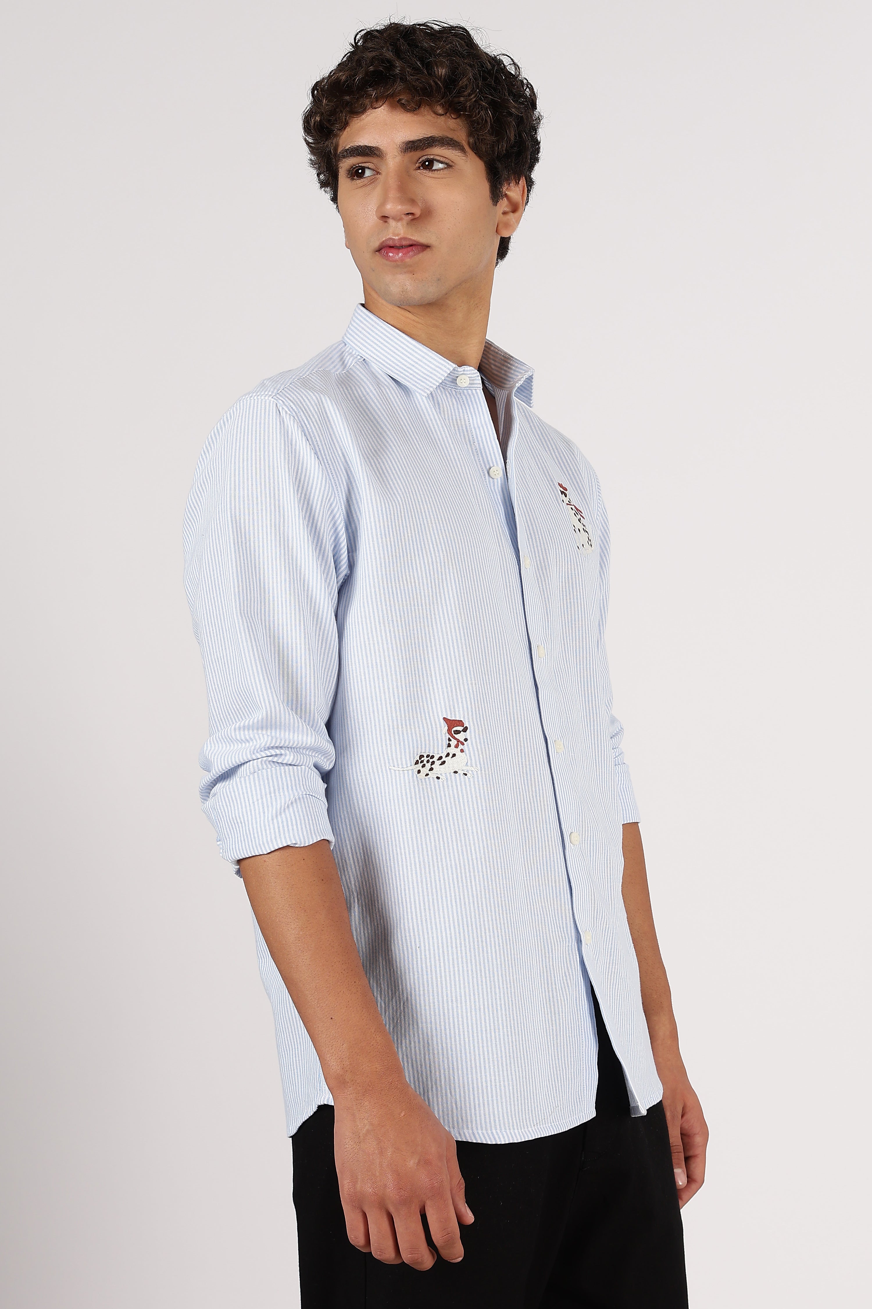 101 Dalmatians Cotton Regular Fit Blue Striped Shirt