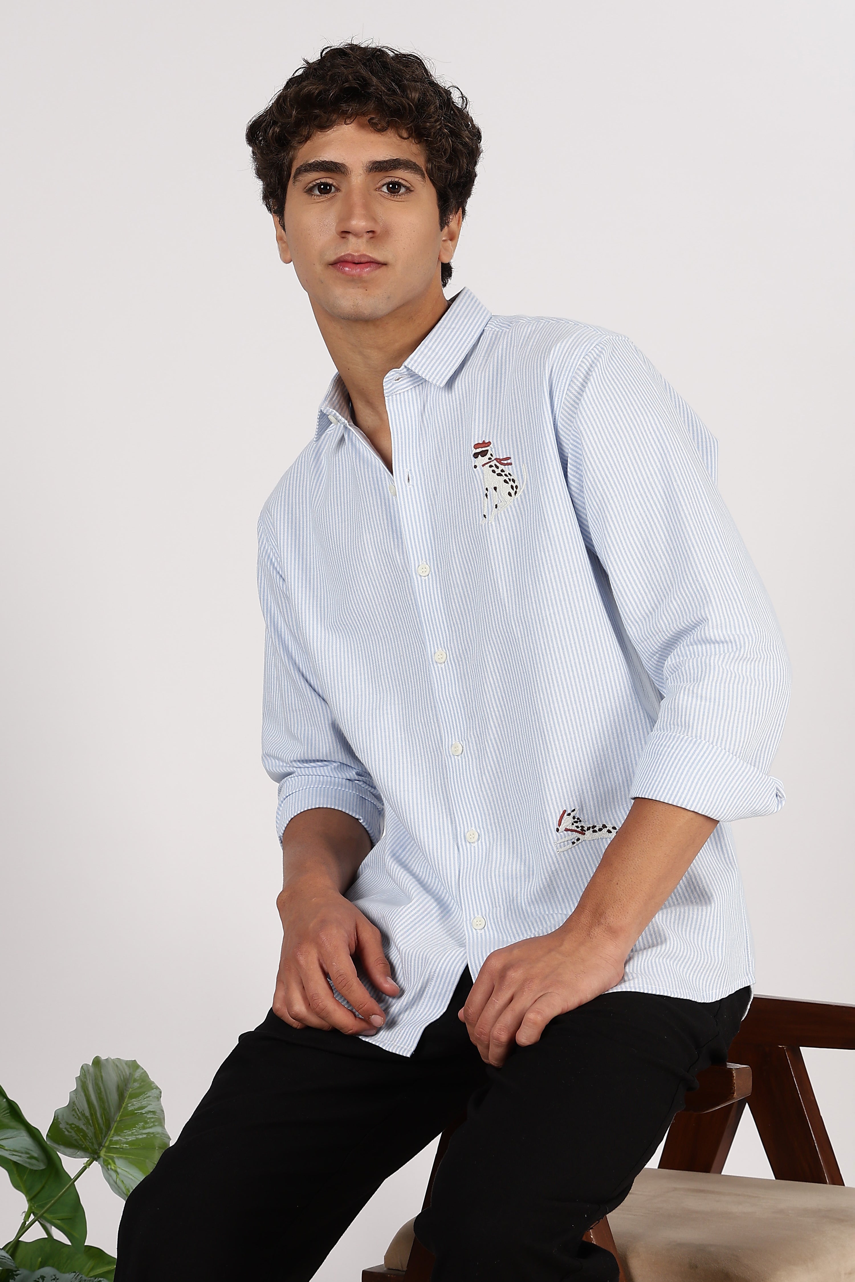 101 Dalmatians Cotton Regular Fit Blue Striped Shirt