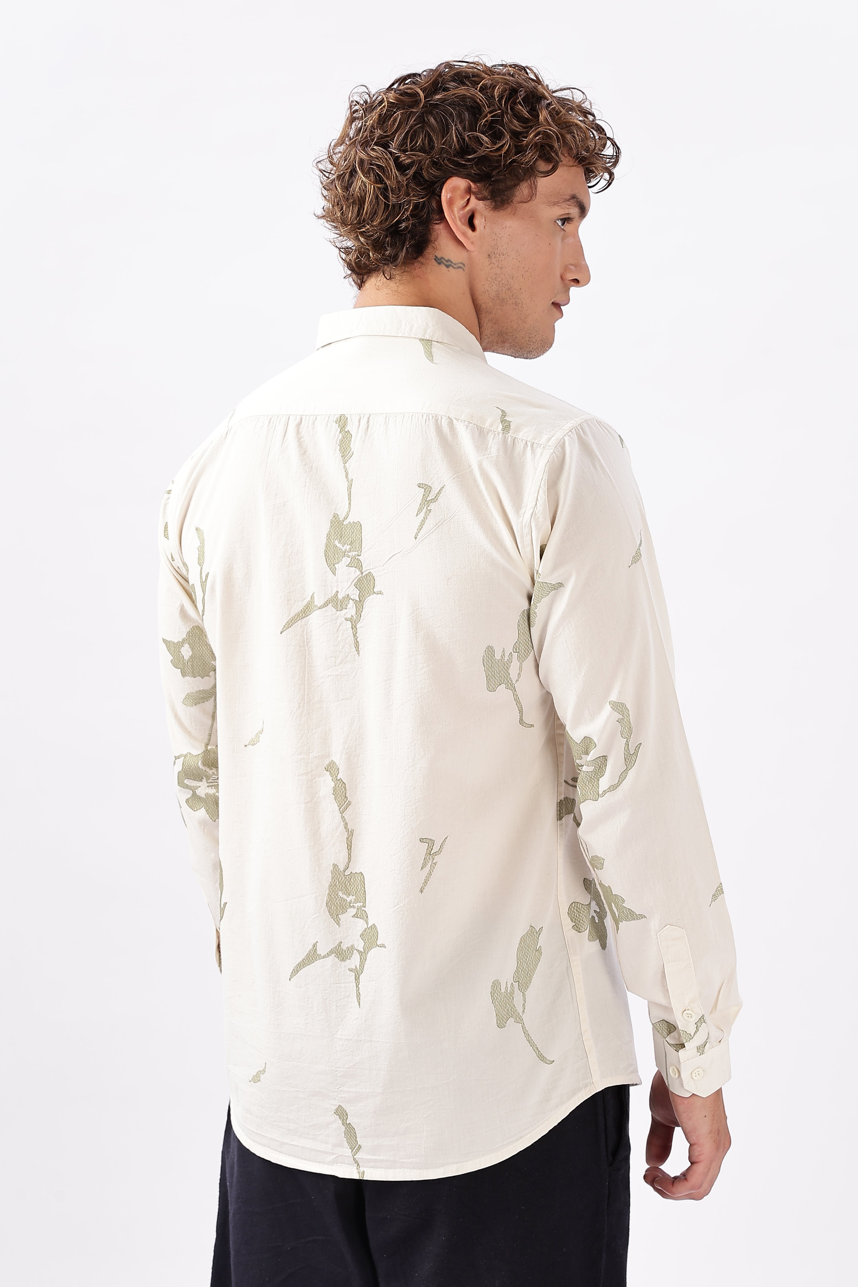 "Whispers in Sage" Embroidered Shirt