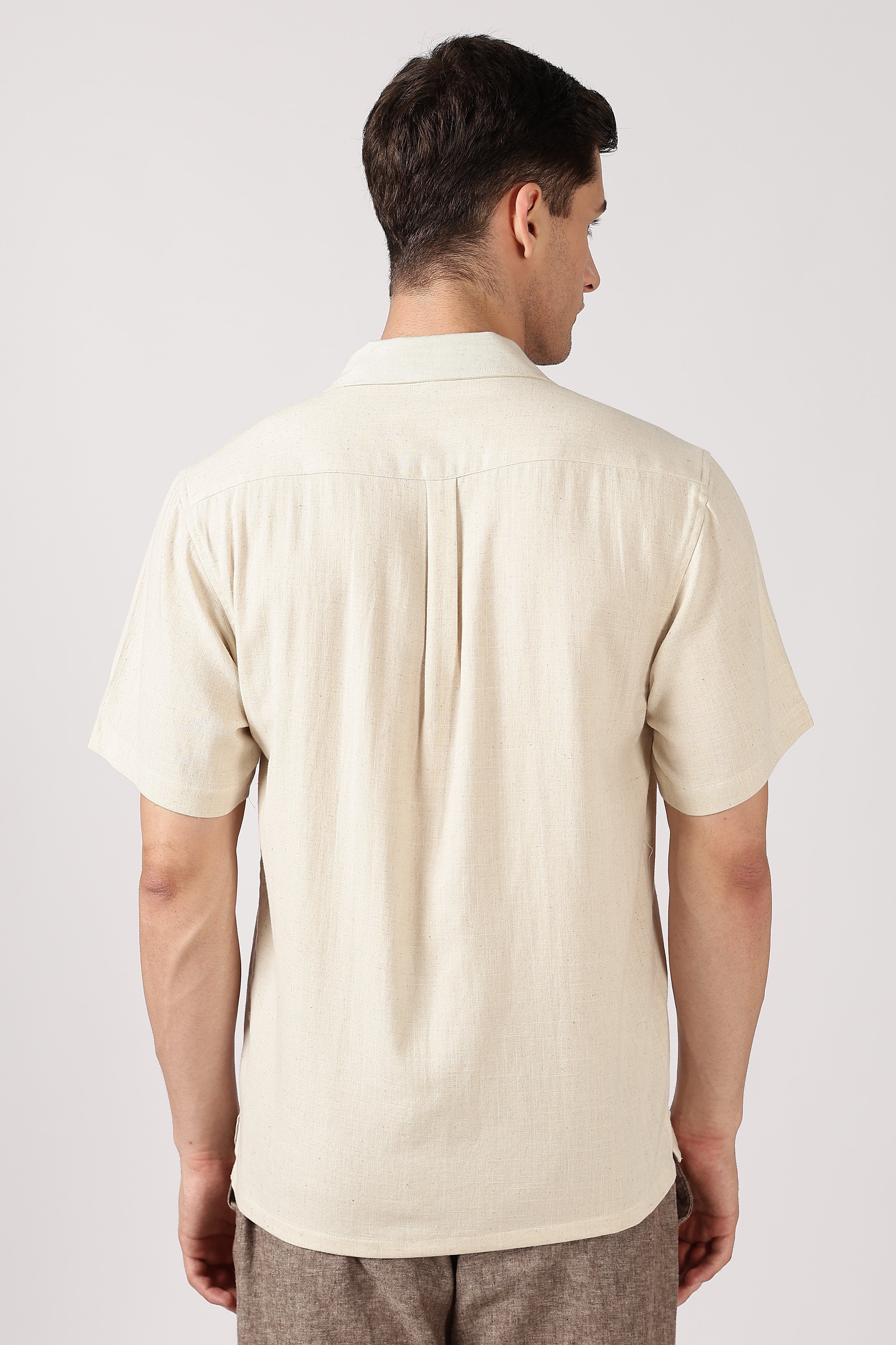 Bull Rider Cotton Box Fit Beige Printed Shirt