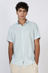 Coastal Drift Cotton-Linen Regular Fit Sky Blue Shirt