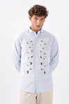 Haven Botanical Cotton Regular Fit Blue Striped Shirt