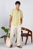 Coastal Drift Cotton-Linen Regular Fit Yellow Shirt