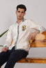 Citrus Grove Satin Box Fit Off White Printed Shirt