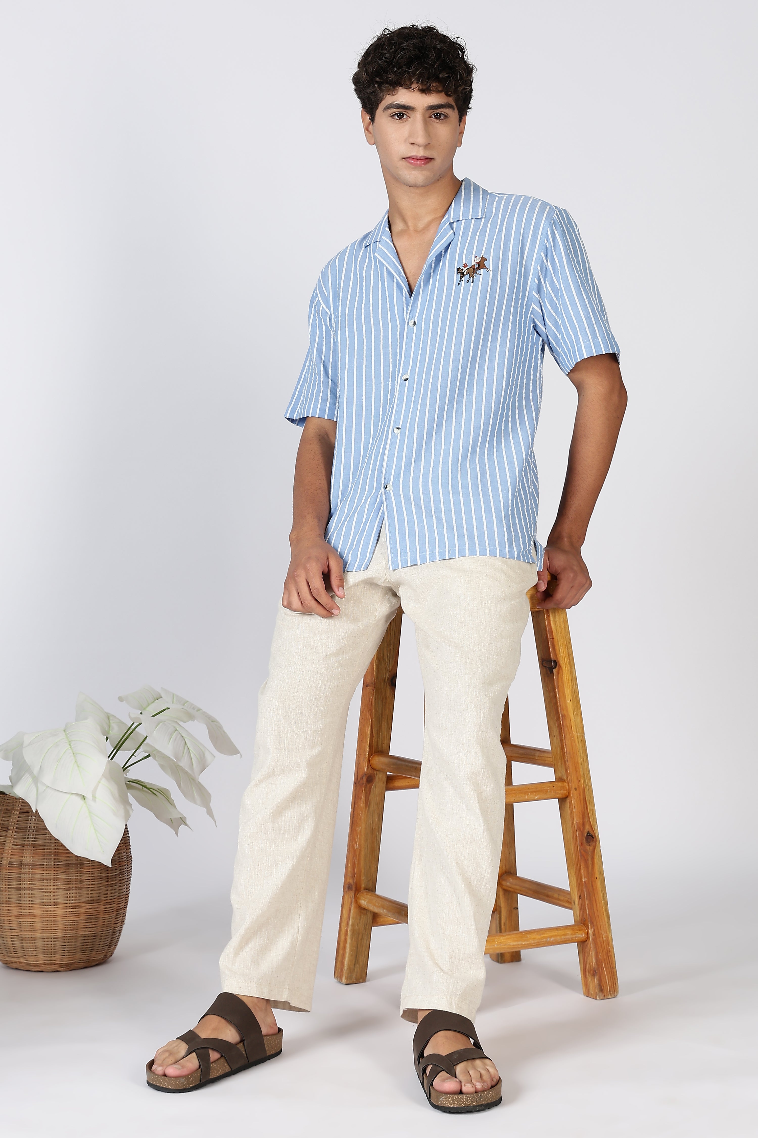 Polo Race Cotton Box Fit Sky blue Embroidered Shirt