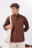 Baku Brown Cotton Box Fit Embroidery Shirt