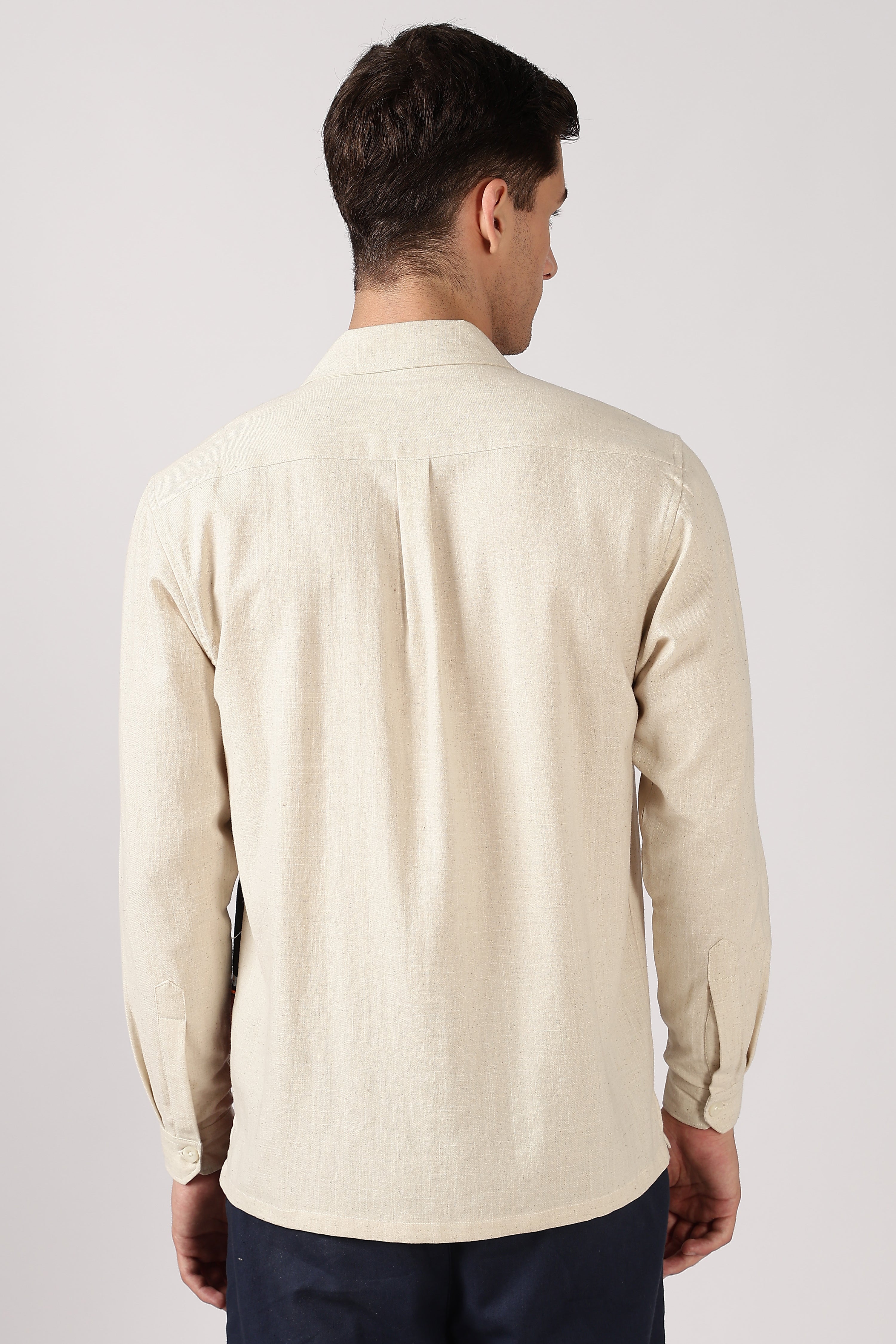 Vintage Pub Cotton Box Fit Beige Print Shirt