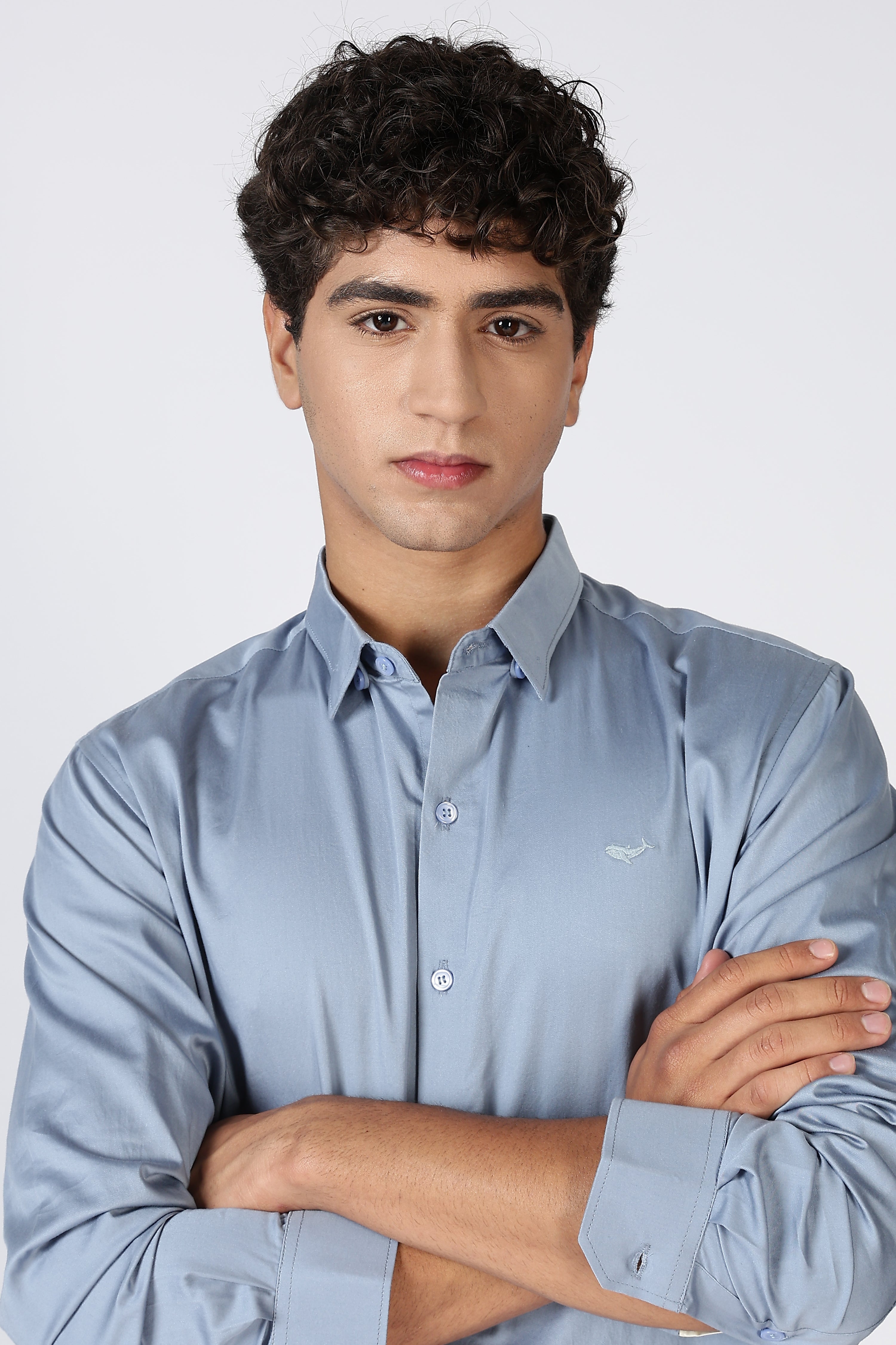 Steel Grey Cinematic Satin 100% Giza Cotton Shirt