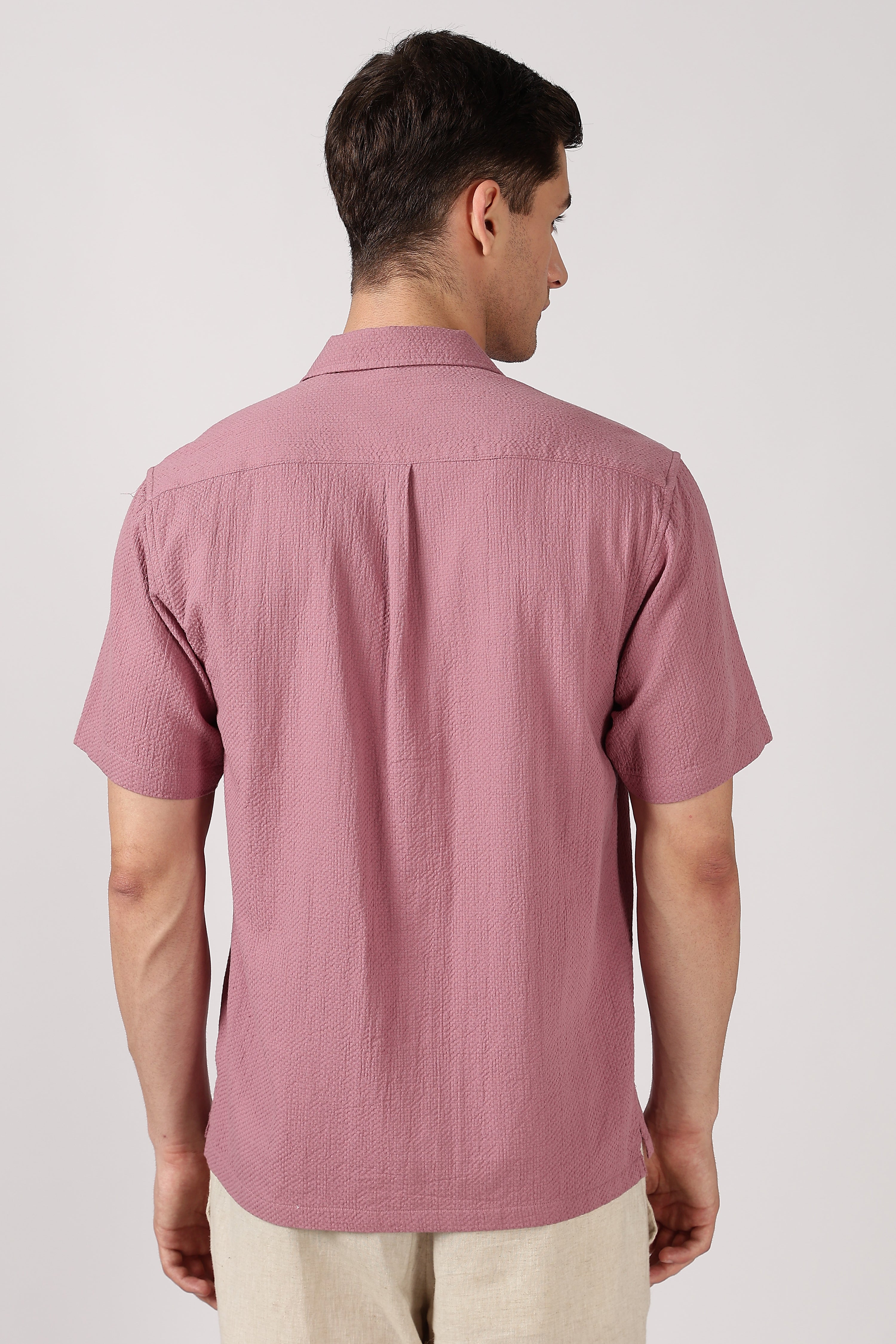 Playful Paws Cotton Box Fit Pink Embroidered Shirt